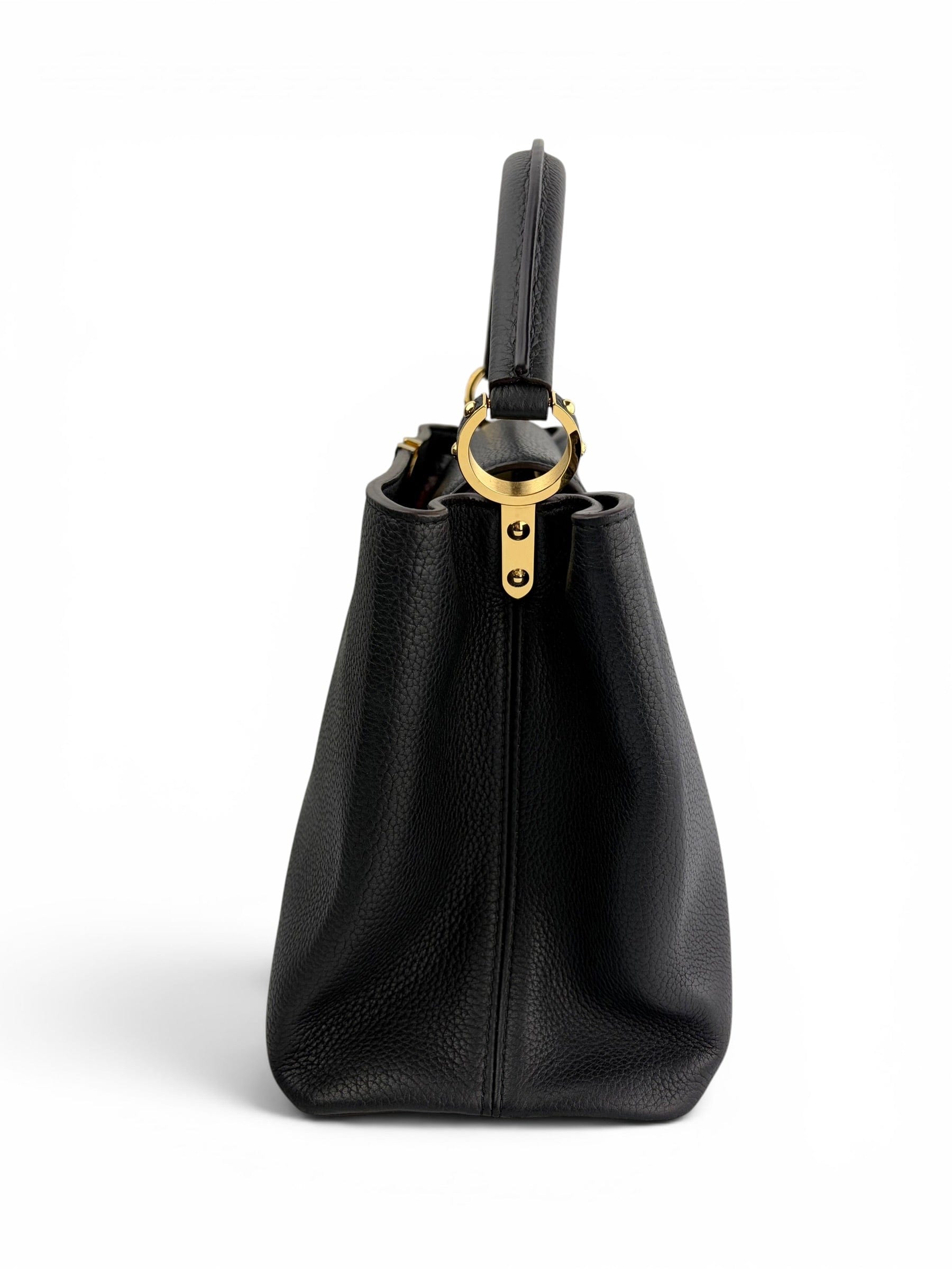 Louis Vuitton Black Taurillon Capucines MM In Box