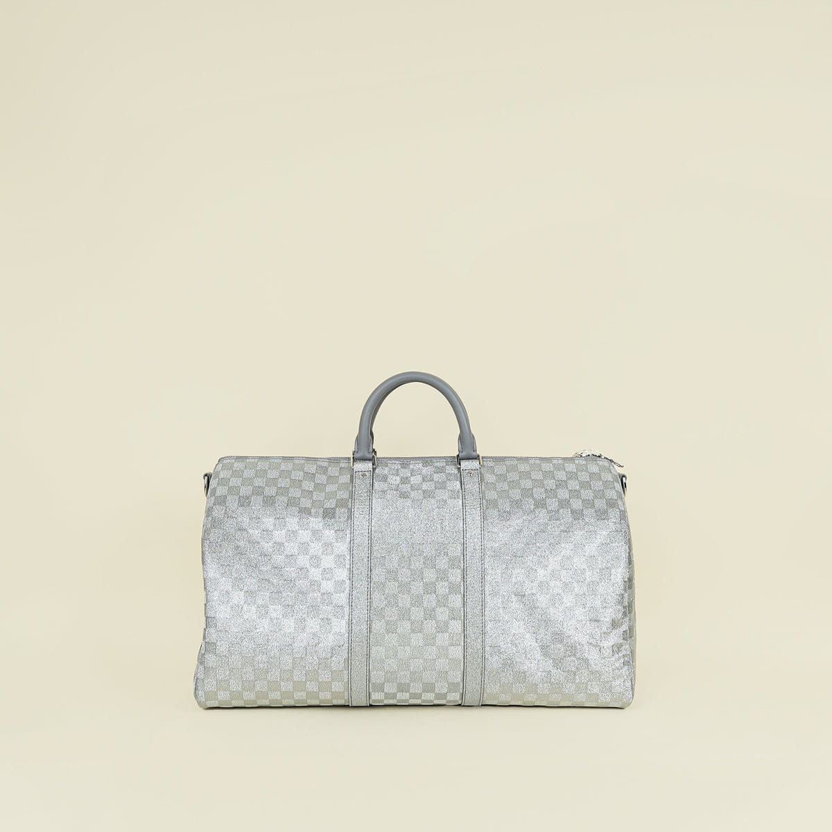 Louis Vuitton Metallic Silver Virgil Abloh Damier Glitter Keepall Bandouliere 50 Bag (For Men)
