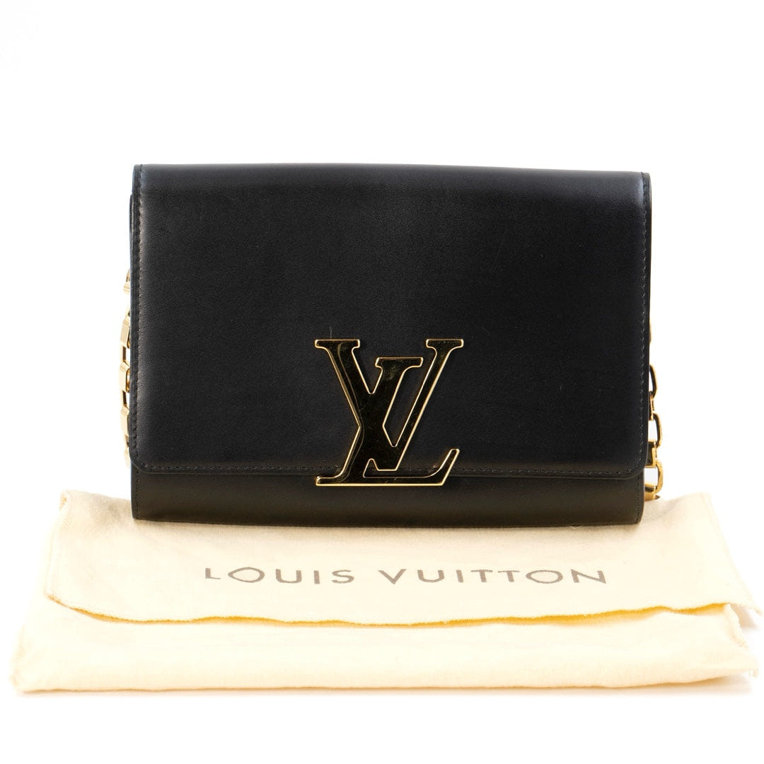 Louis Vuitton Black Leather Chain Louise GM Bag