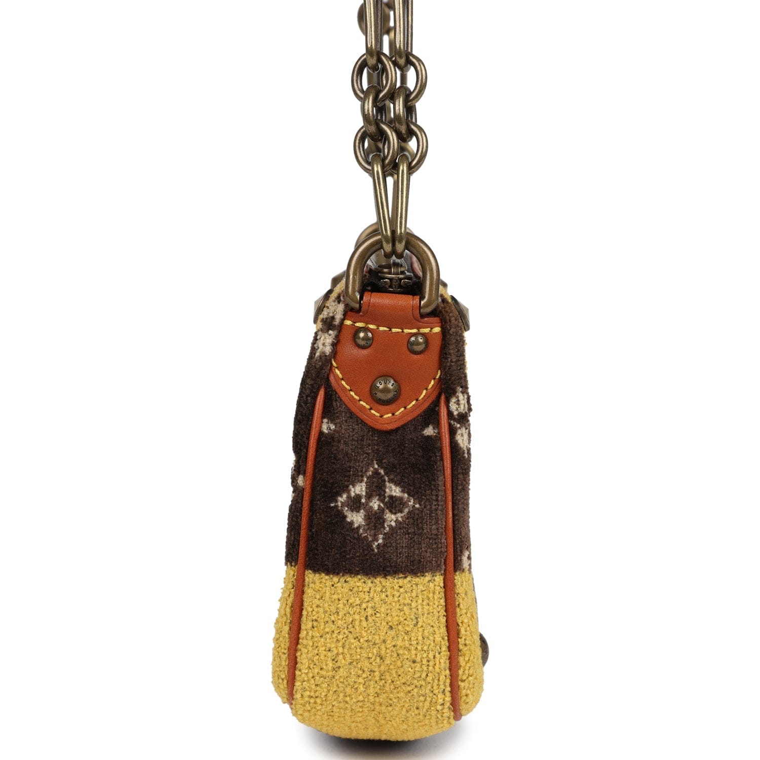 Louis Vuitton Vintage Louis Vuitton Trompe L'Oeil Pochette Brown, Yellow Velvet Brass Hardware