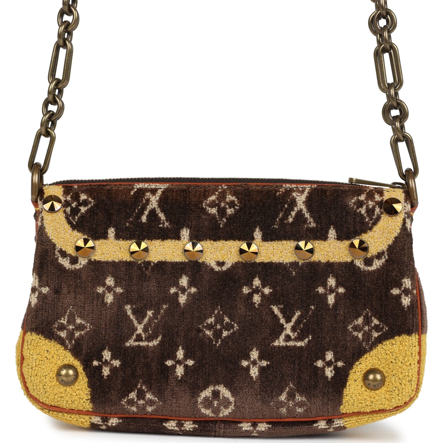 Louis Vuitton Vintage Louis Vuitton Trompe L'Oeil Pochette Brown, Yellow Velvet Brass Hardware
