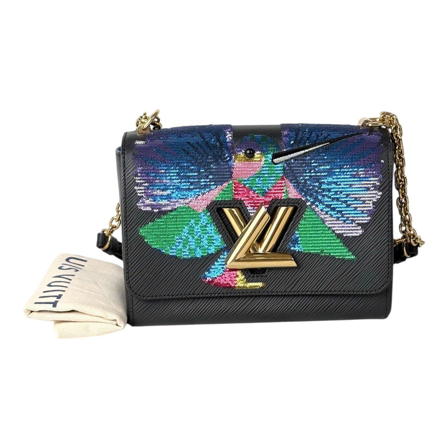 Louis Vuitton Black Twist MM 23 cm Bag with Sequins