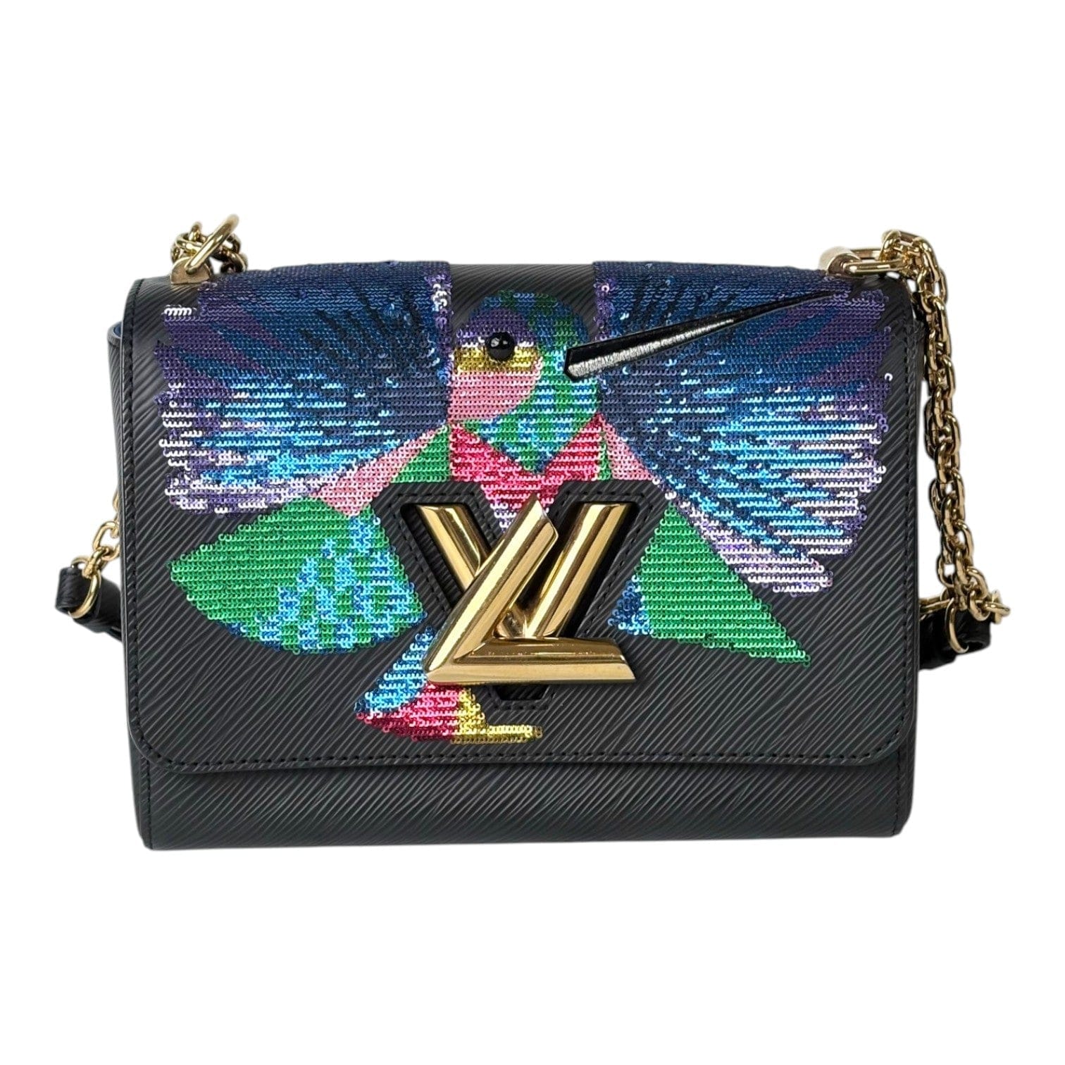 Louis Vuitton Black Twist MM 23 cm Bag with Sequins