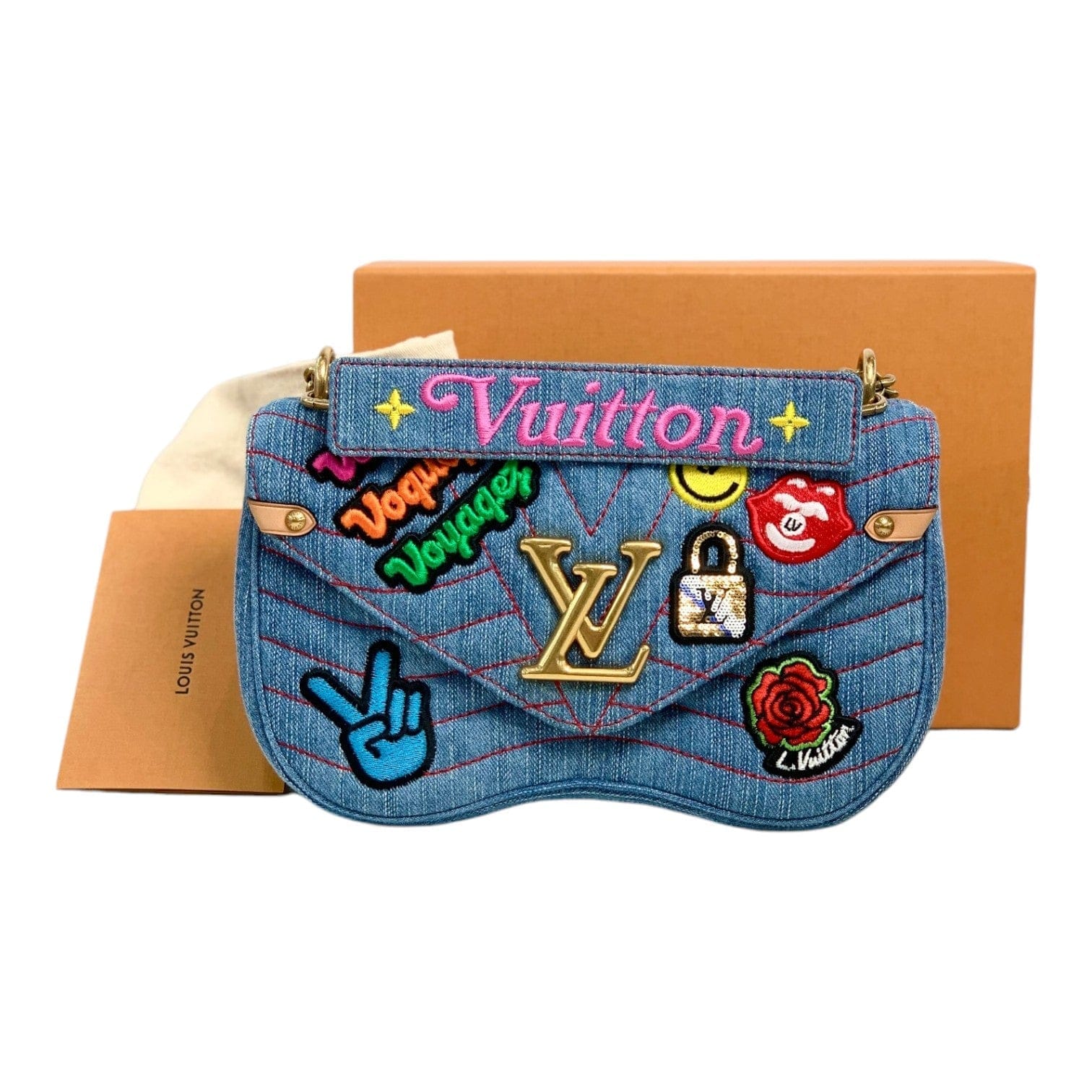 Louis Vuitton Blue Denim Wave Chain Bag