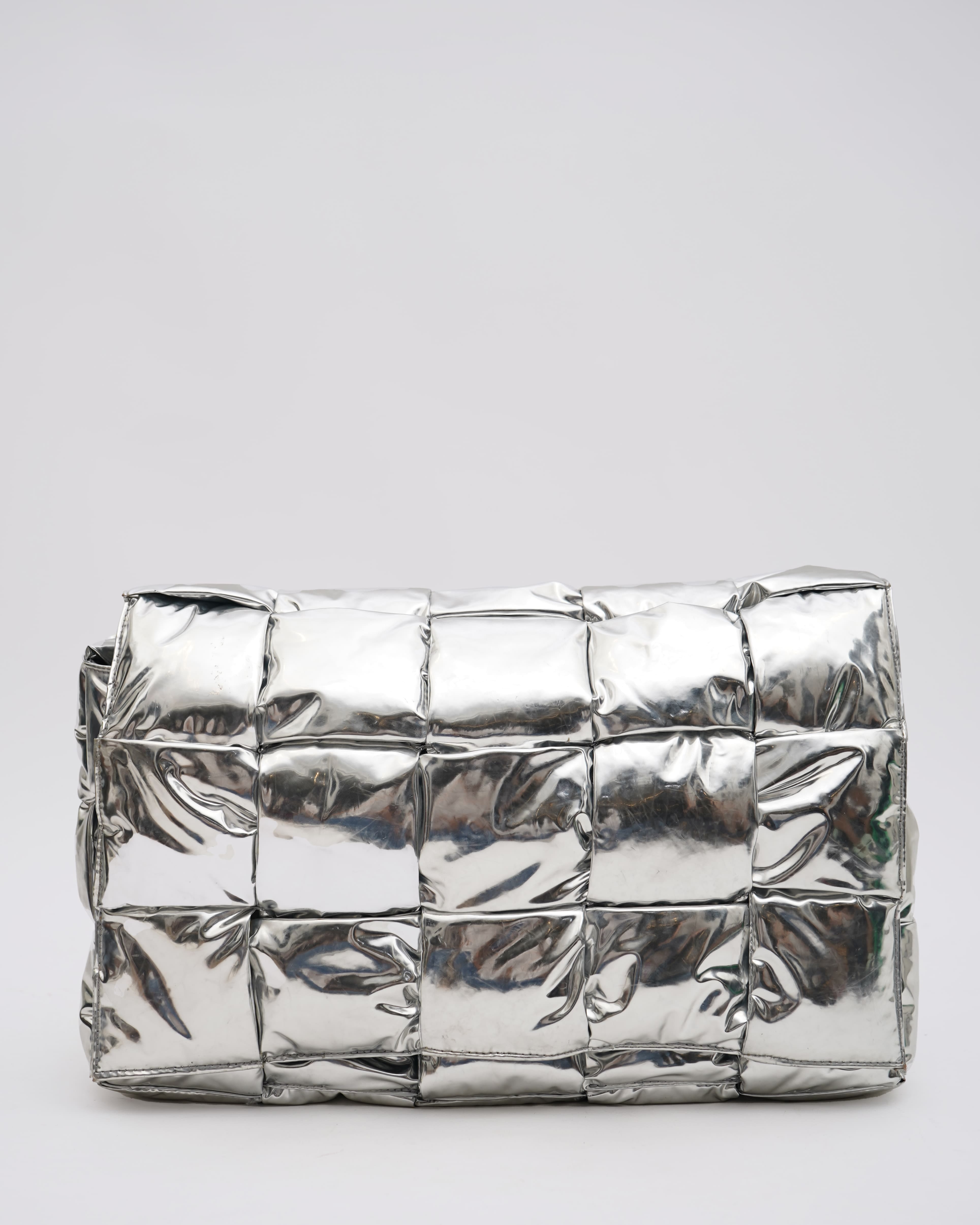 Bottega Veneta Intrecciato Padded Cassette In Silver