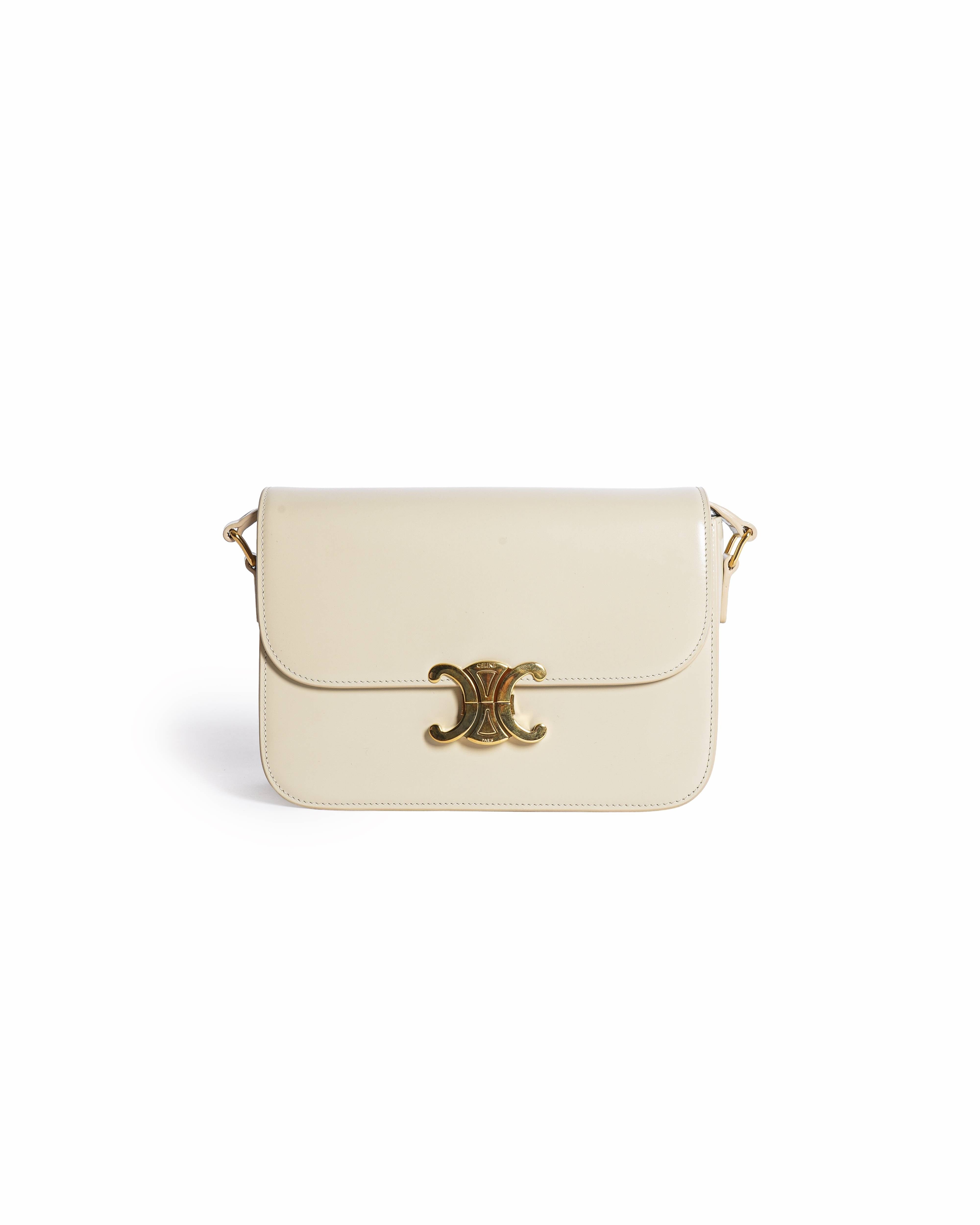 Celine Off - white Triomphe Crossbody Bag In Natural Calfskin