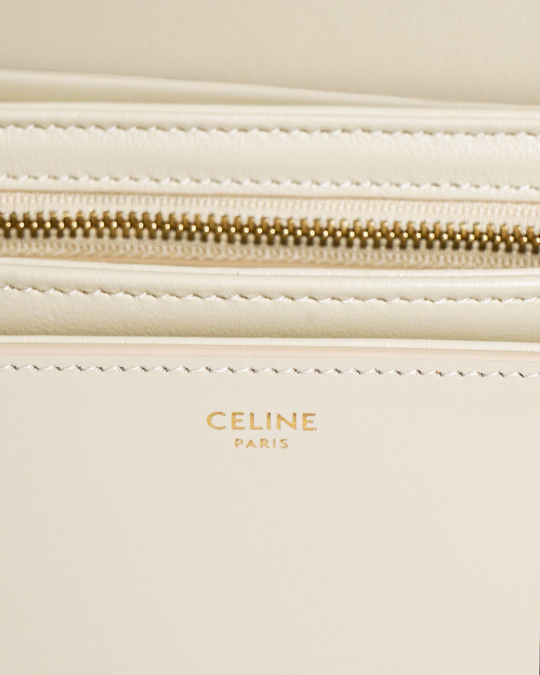 Celine Off - white Triomphe Crossbody Bag In Natural Calfskin