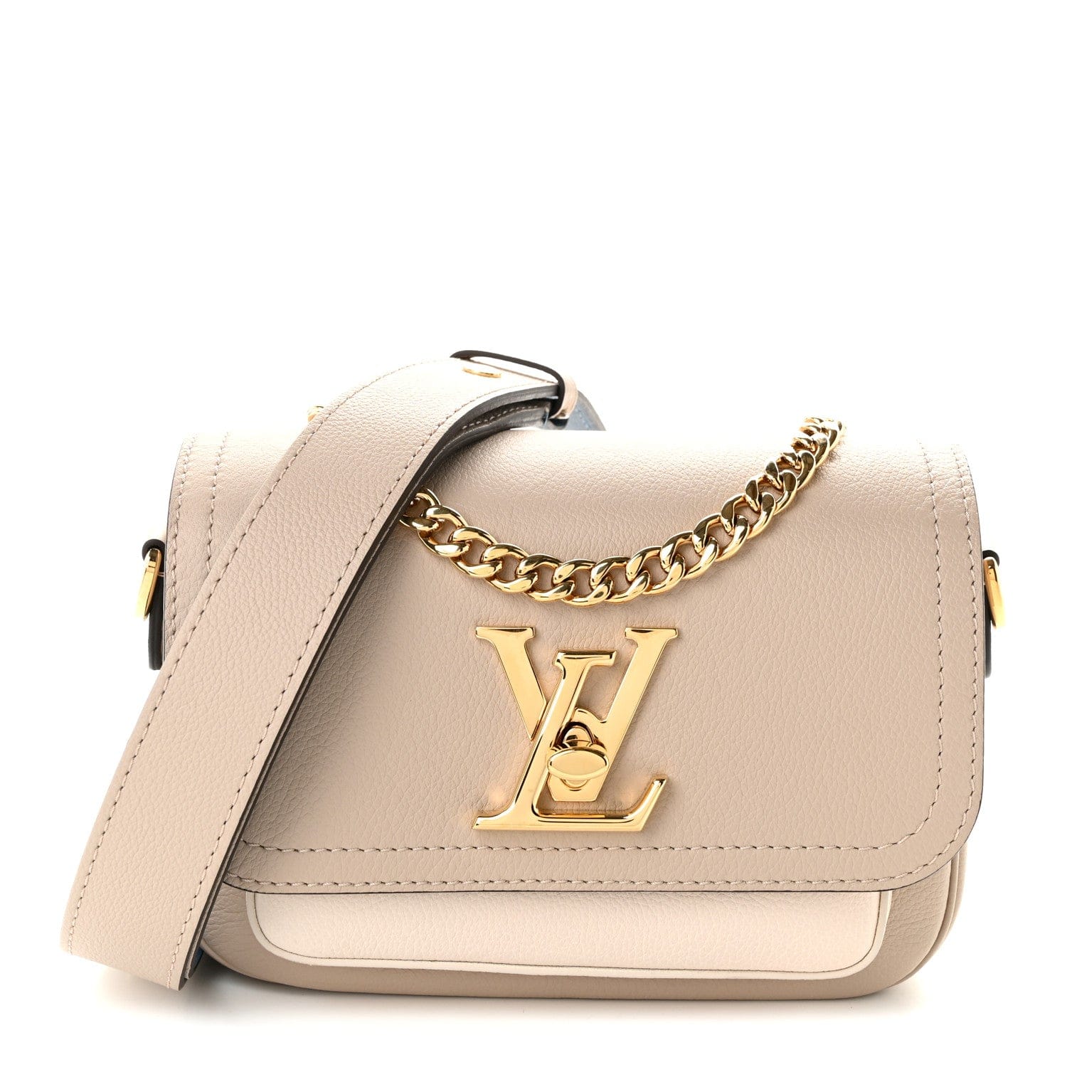 Louis Vuitton Grained Calfskin Lockme Tender Greige