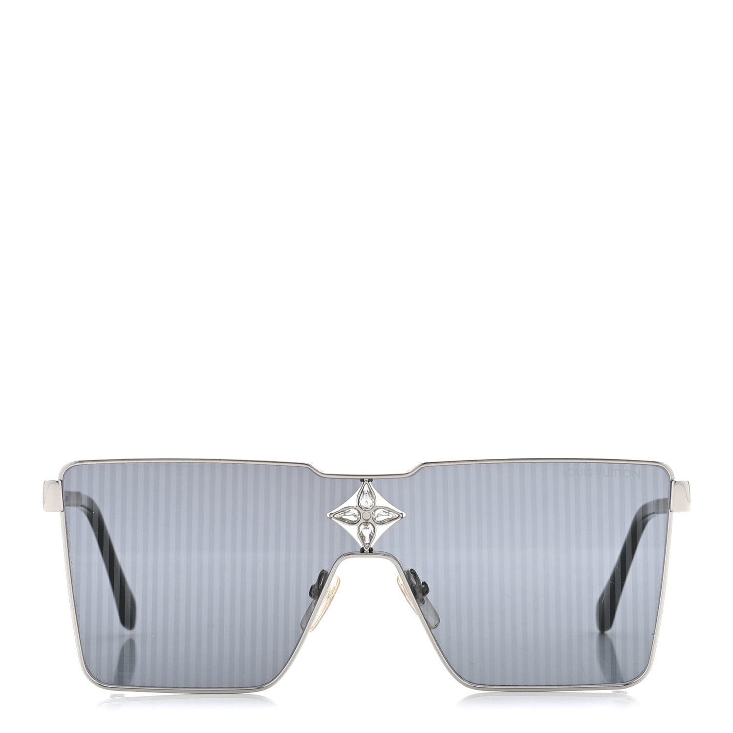 Louis Vuitton Metal Swarovski Crystal Cyclone Sunglasses Z1815U Silver