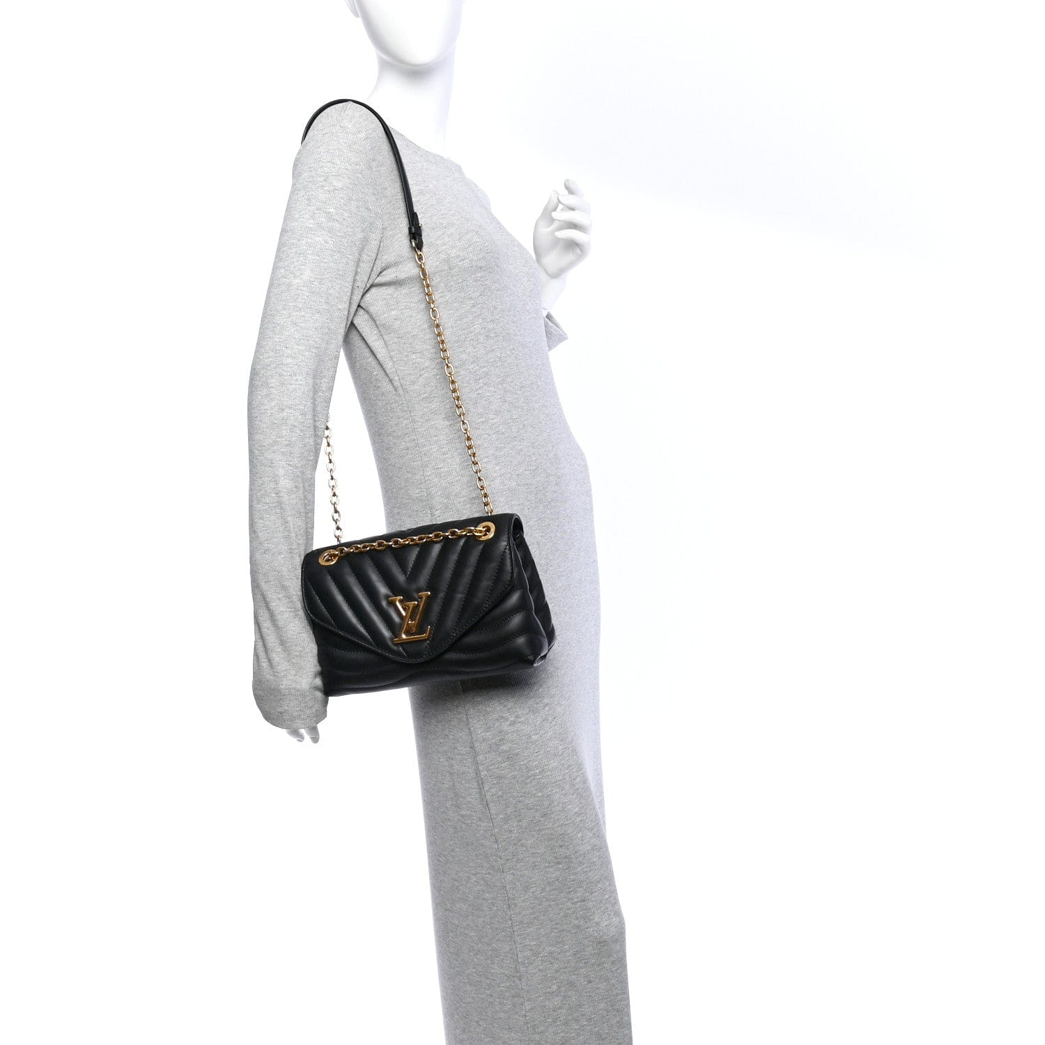 Louis Vuitton Calfskin LV New Wave Chain Bag Black