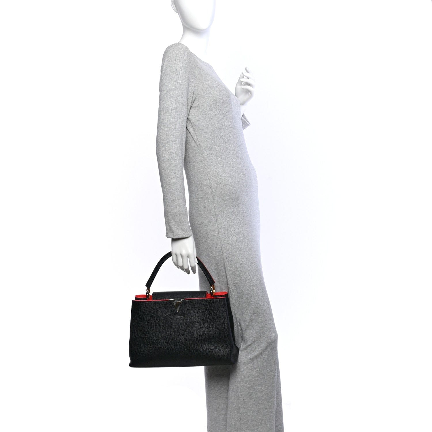 Louis Vuitton Taurillon Capucines MM Black Flamingo