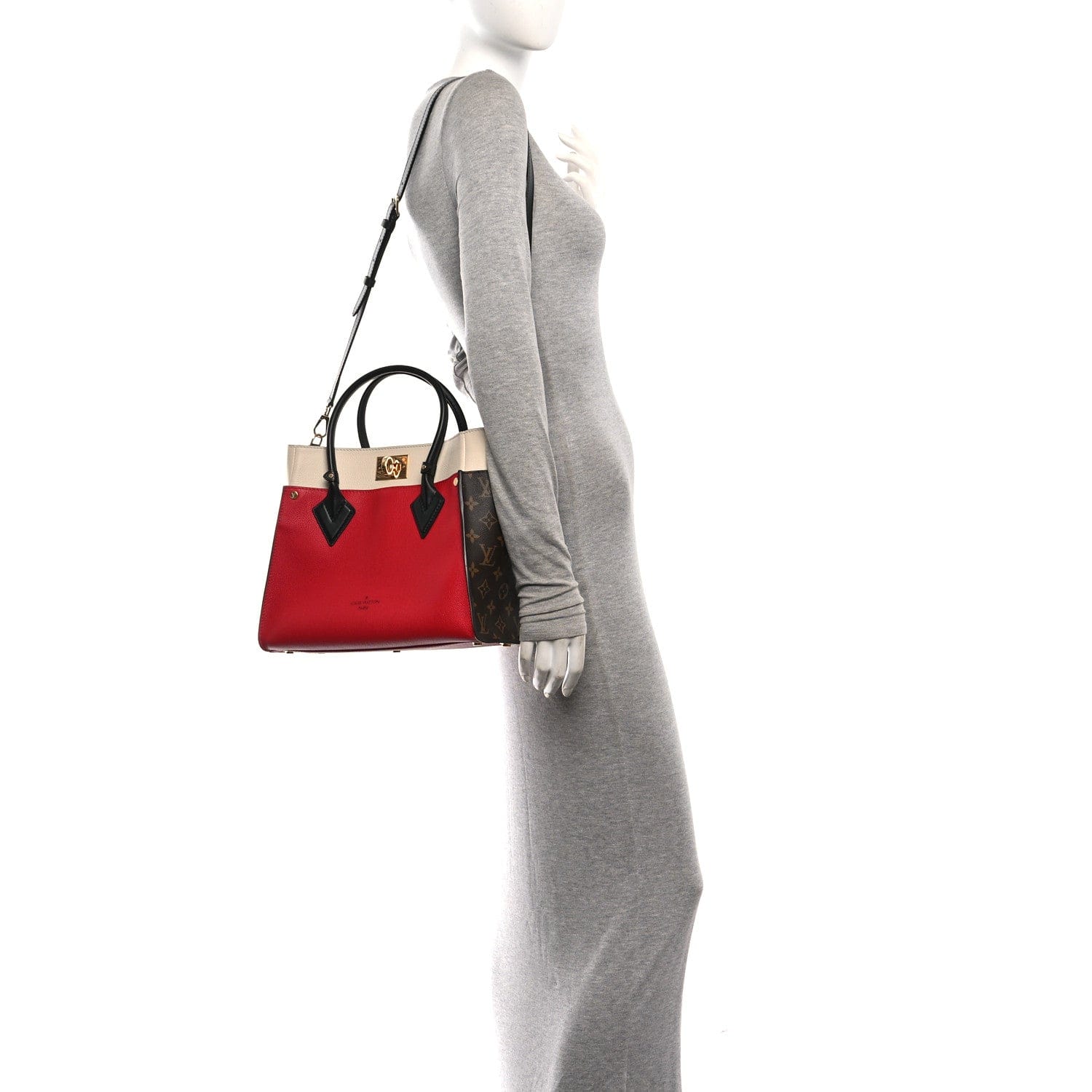 Louis Vuitton Calfskin Monogram On My Side Pirate Red