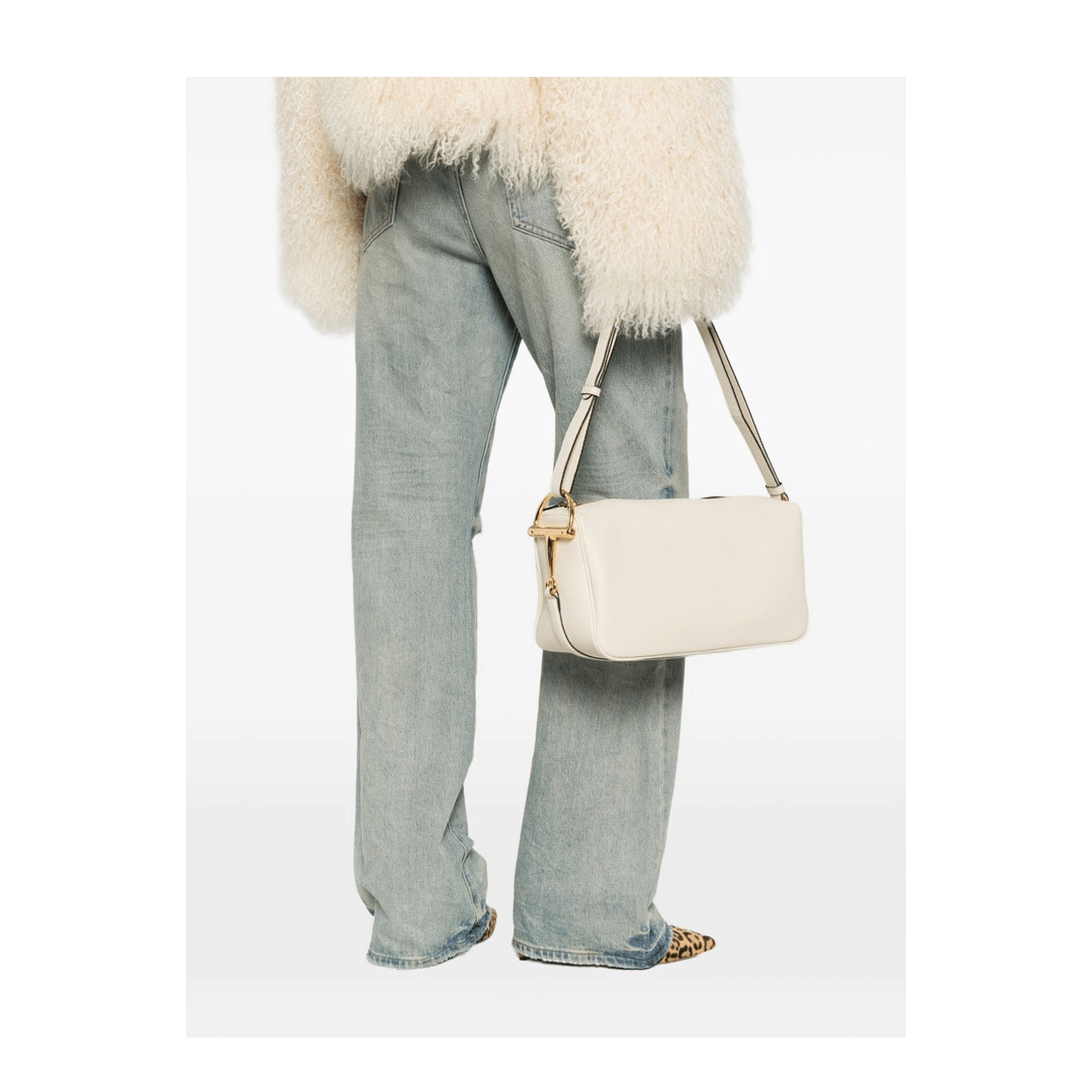 Gucci Half Horsebit Medium Calfskin Shoulder Bag - New Ivoire