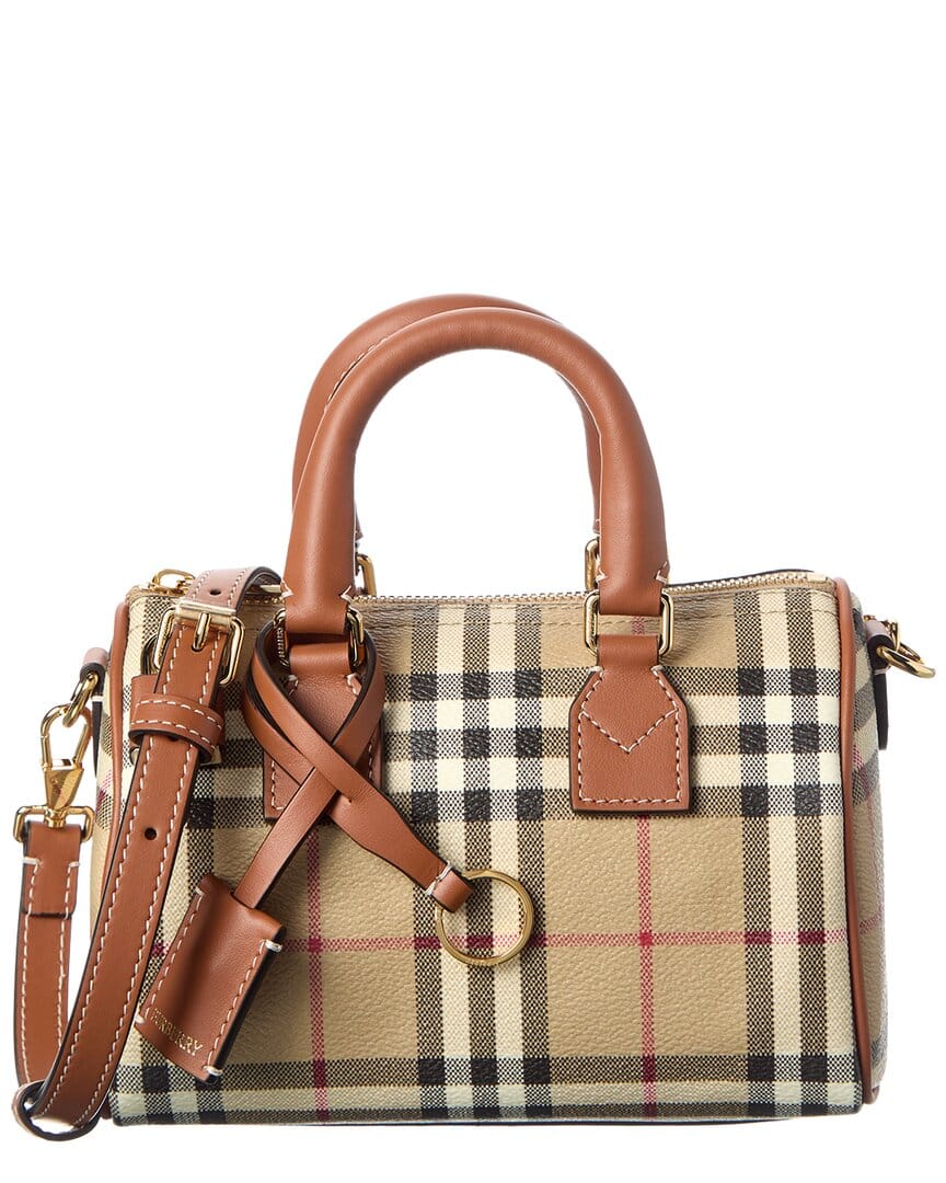 Burberry Mini Check Leather Shoulder Bag