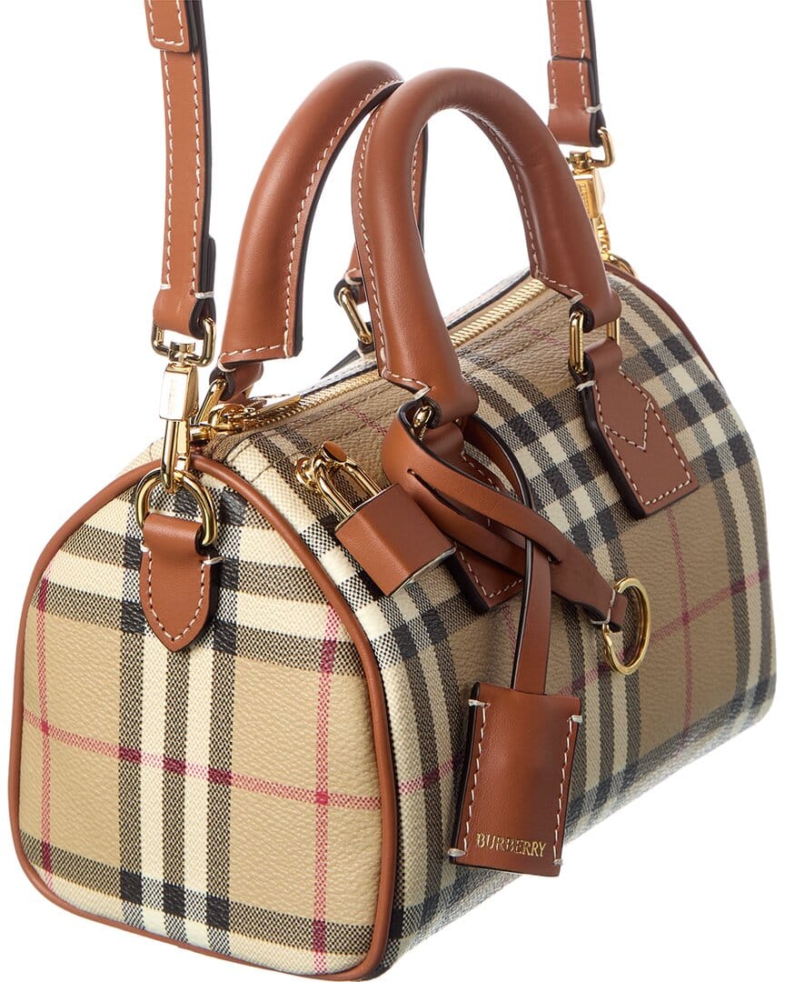 Burberry Mini Check Leather Shoulder Bag