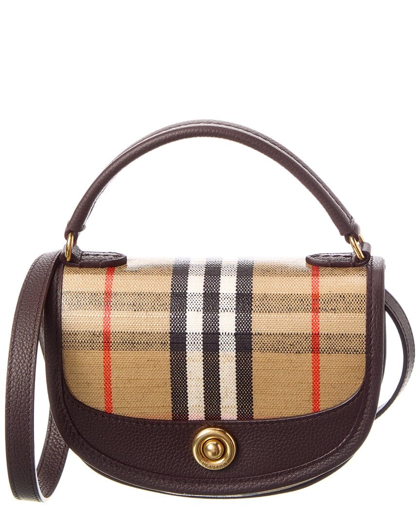 Burberry Highlands Mini Coated Canvas & Leather Shoulder Bag, Brown