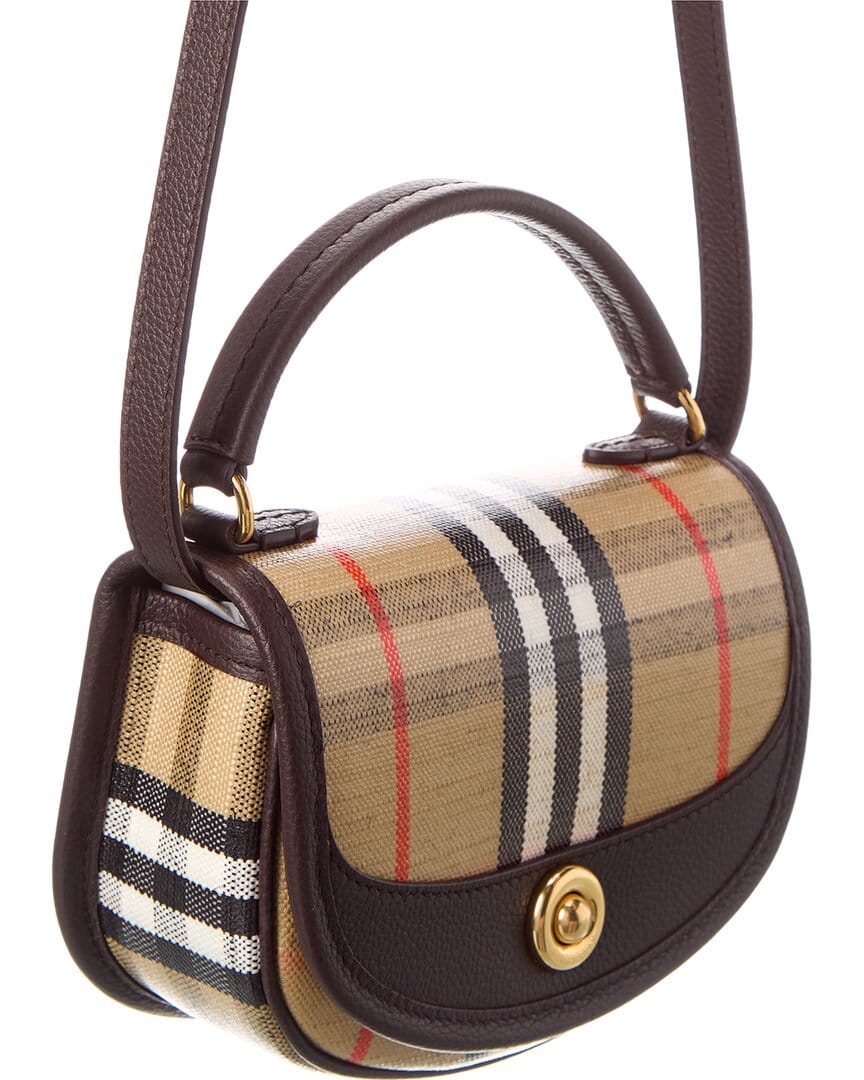 Burberry Highlands Mini Coated Canvas & Leather Shoulder Bag, Brown