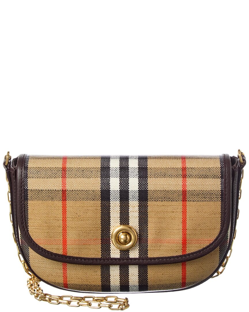 Burberry Highlands Mini Coated Canvas & Leather Shoulder Bag