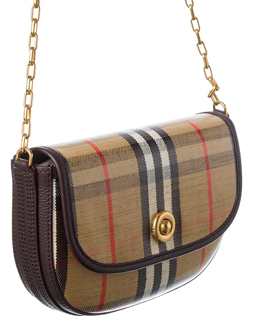 Burberry Highlands Mini Coated Canvas & Leather Shoulder Bag