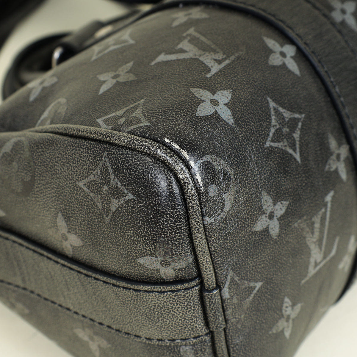 Louis Vuitton Faded Black Brushed Monogram Eclipse Keepall Bandouliere 25 Bag