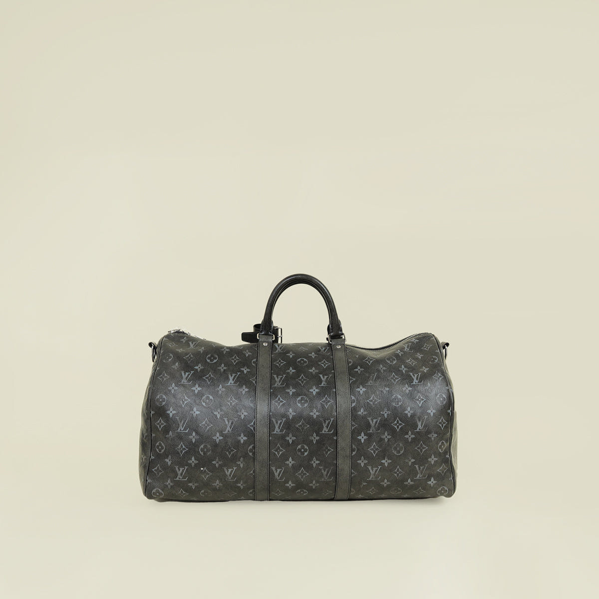 Louis Vuitton Faded Black Brushed Monogram Eclipse Keepall Bandouliere 50 Bag