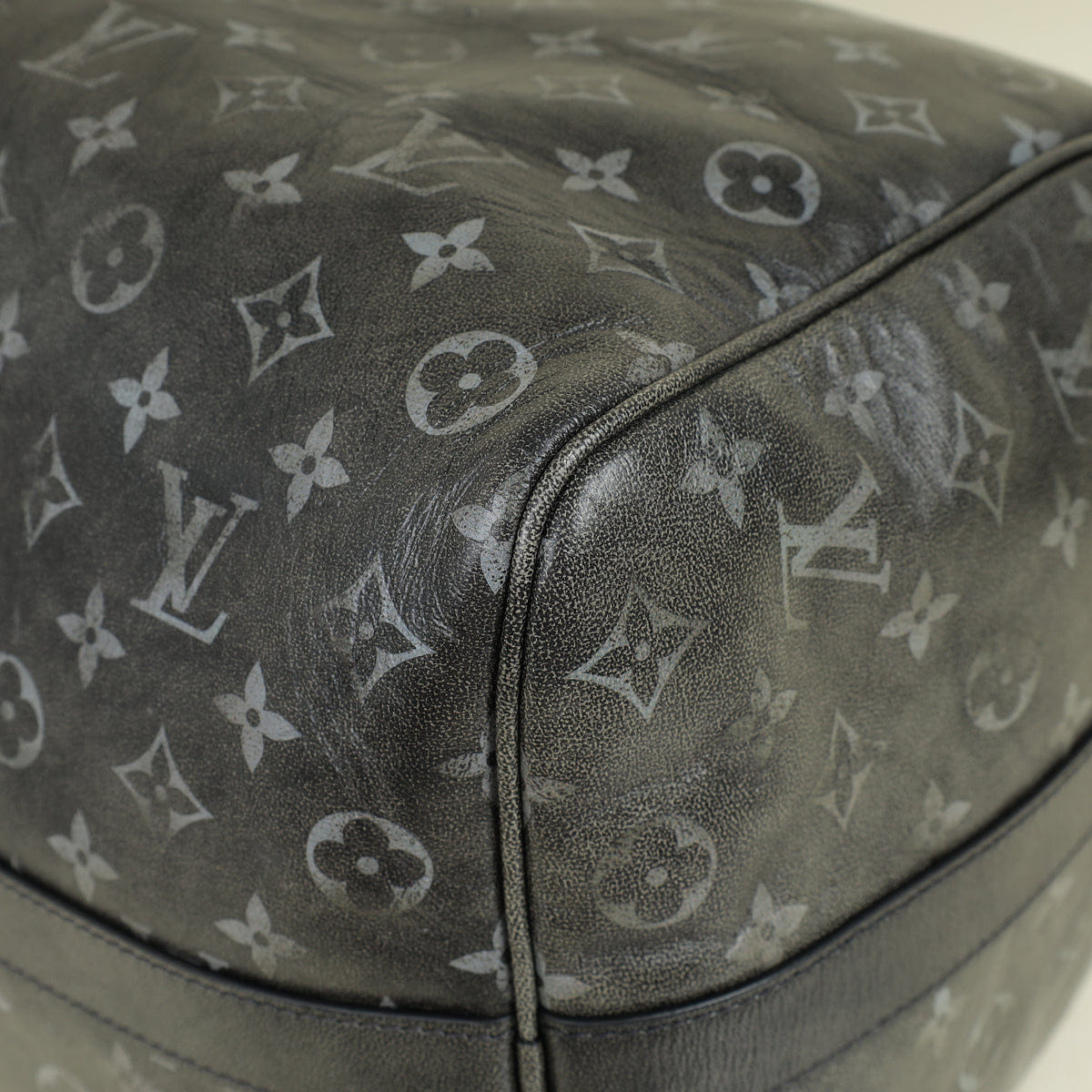 Louis Vuitton Faded Black Brushed Monogram Eclipse Keepall Bandouliere 50 Bag
