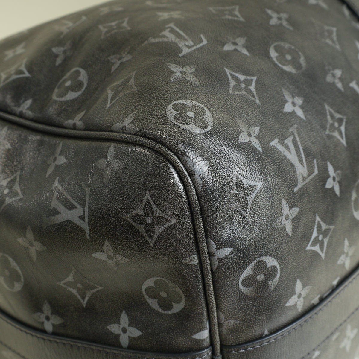 Louis Vuitton Faded Black Brushed Monogram Eclipse Keepall Bandouliere 50 Bag