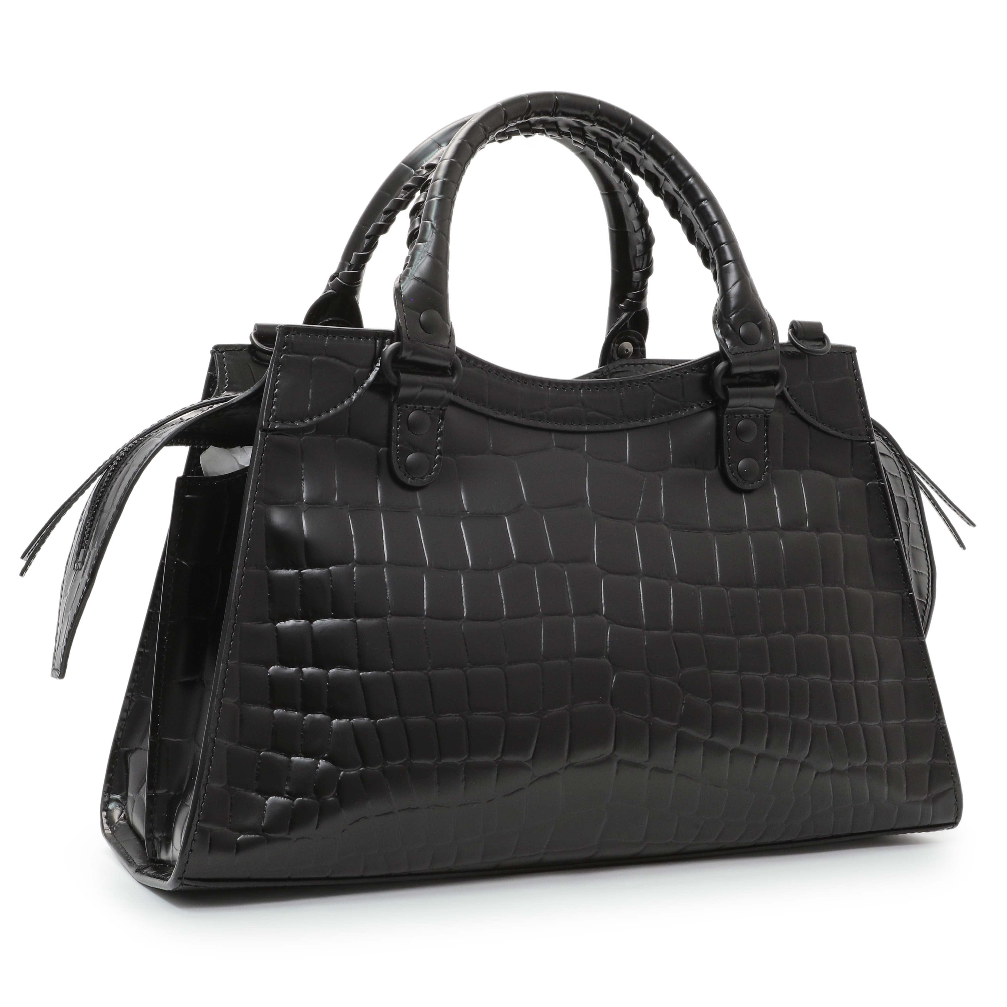 Balenciaga Black Crocodile Embossed Neo Classic Hardware S City