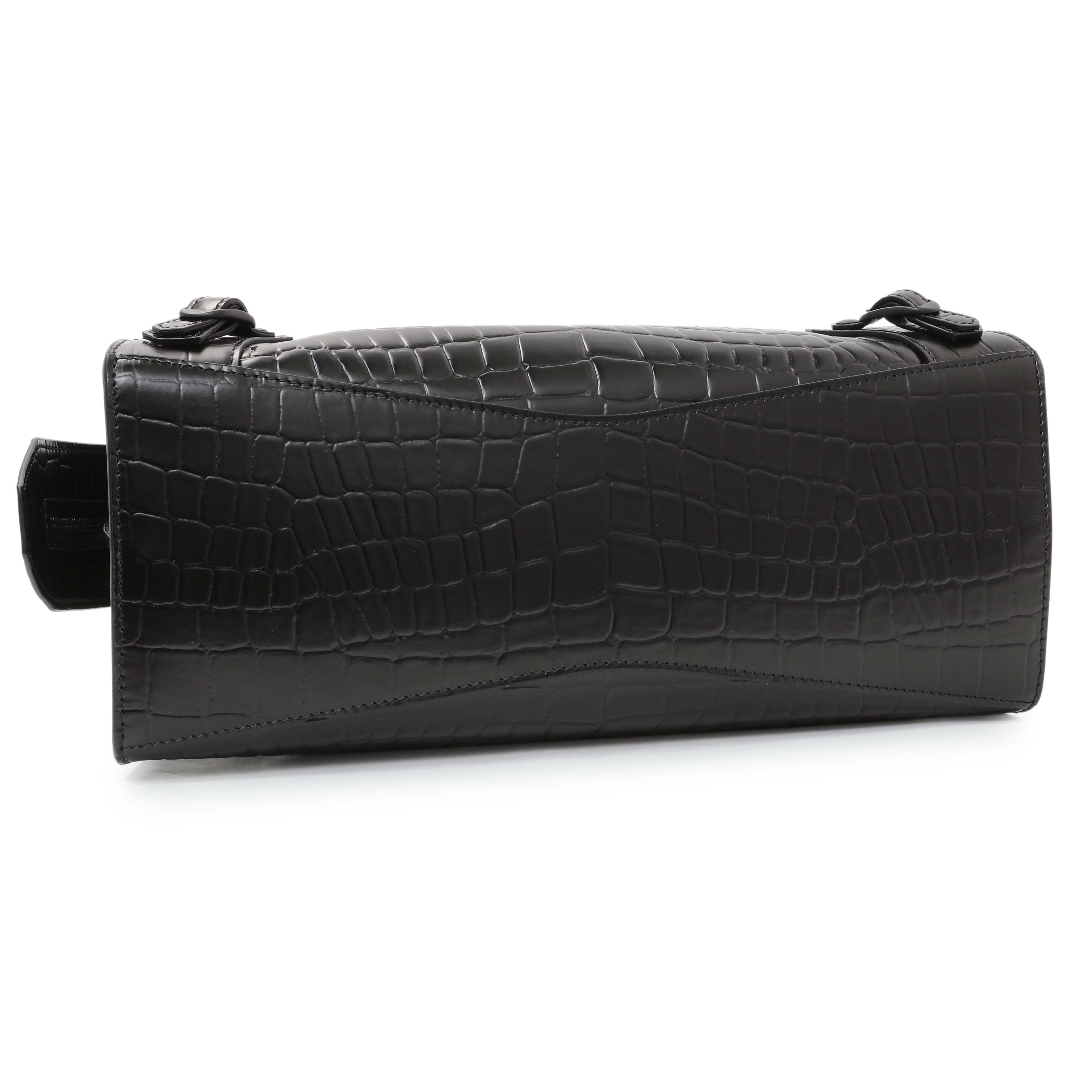 Balenciaga Black Crocodile Embossed Neo Classic Hardware S City