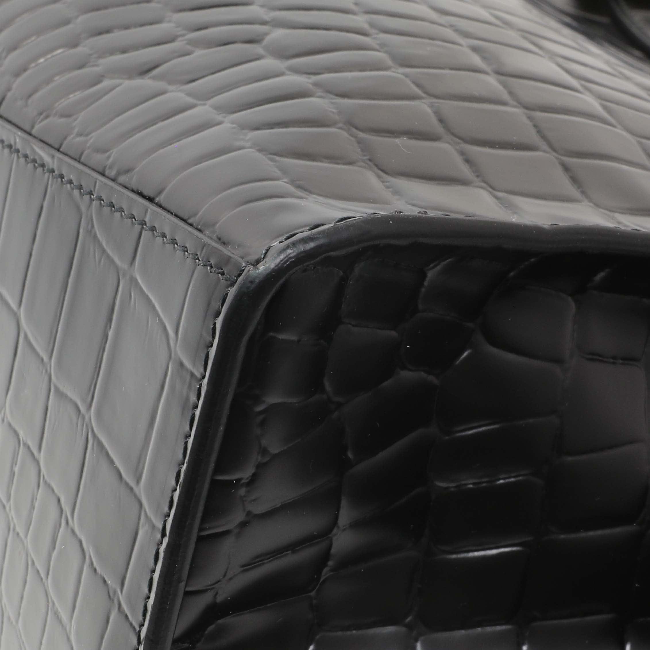 Balenciaga Black Crocodile Embossed Neo Classic Hardware S City