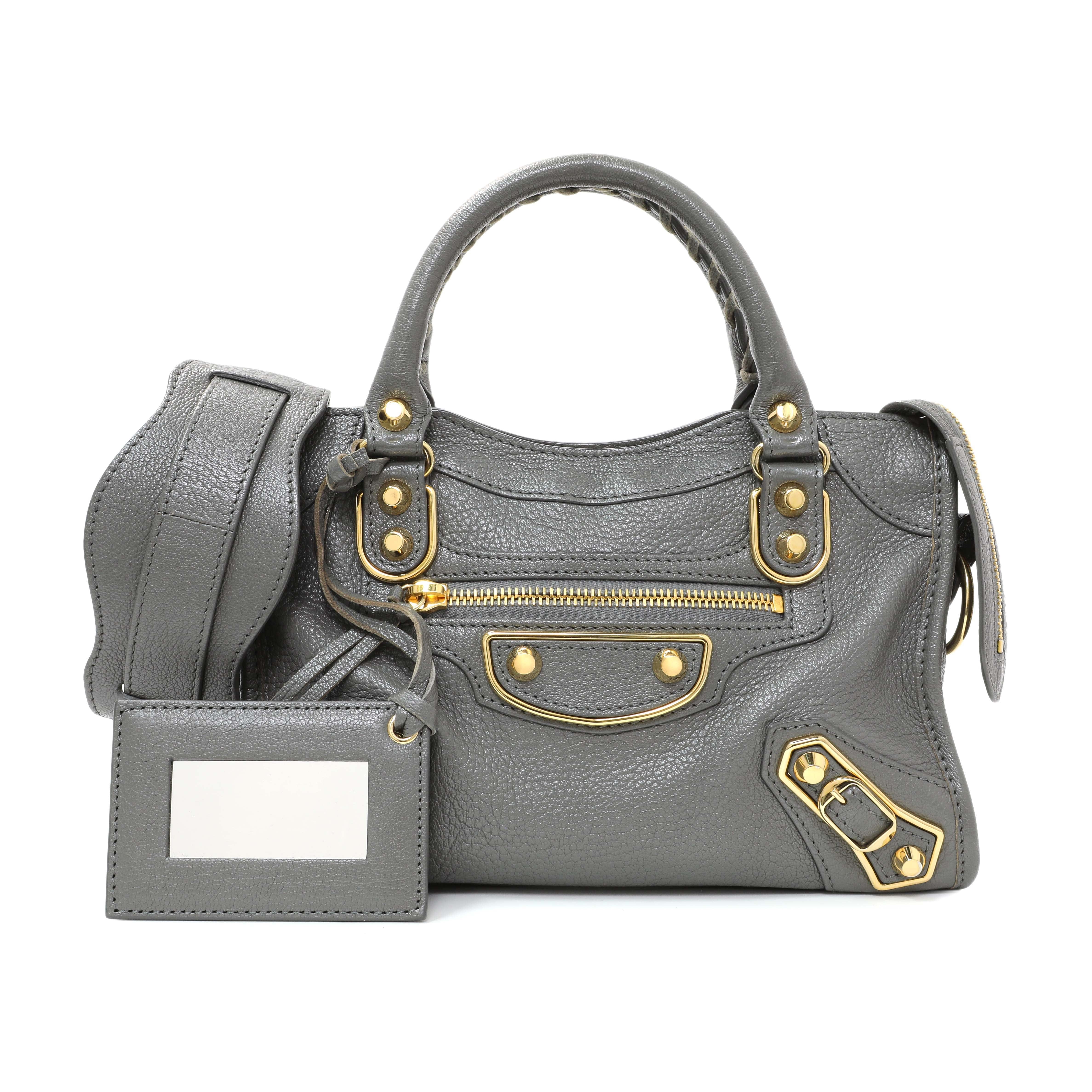 Balenciaga Grey Chevre Metallic Edge Mini City