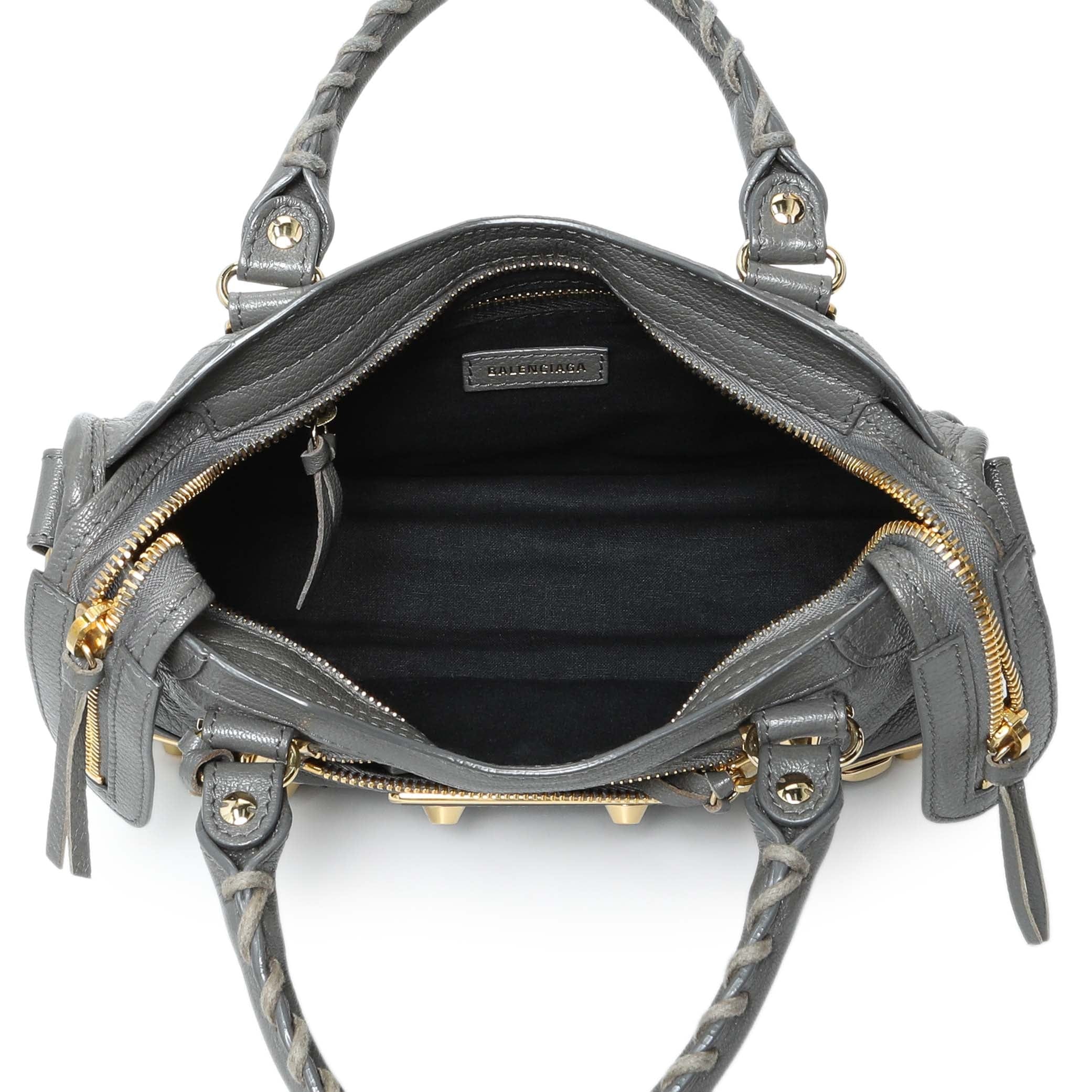 Balenciaga Grey Chevre Metallic Edge Mini City