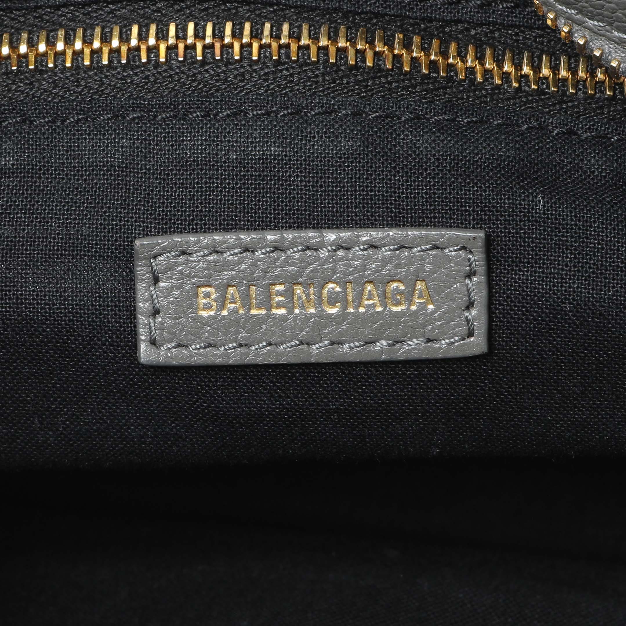 Balenciaga Grey Chevre Metallic Edge Mini City