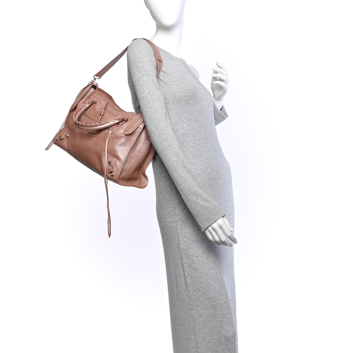 Balenciaga Pearlescent Goatskin Classic Palladium Hardware City Rose Rose Light
