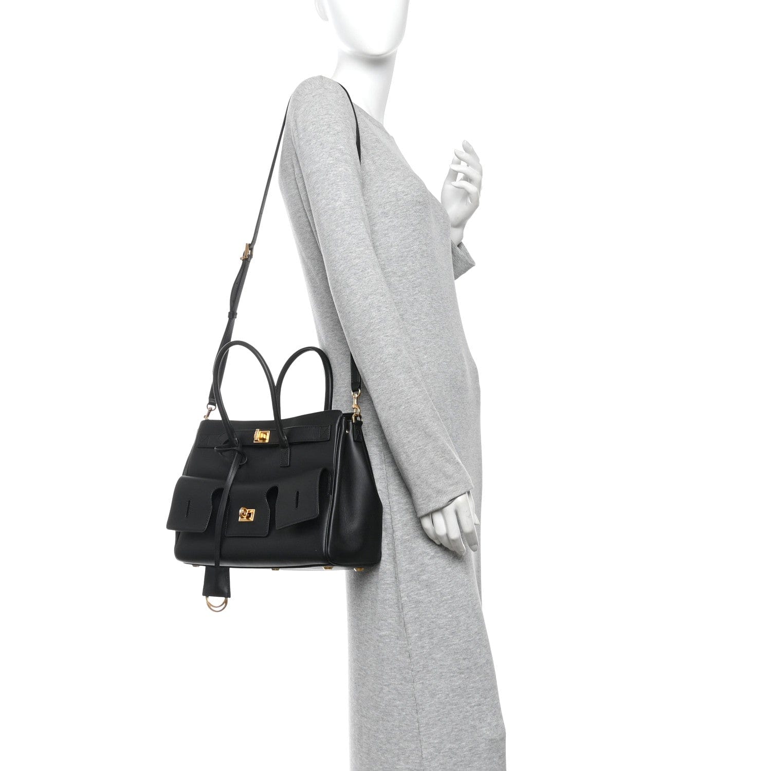 Balenciaga Smooth Calfskin Small Bel Air Carry All Bag Black