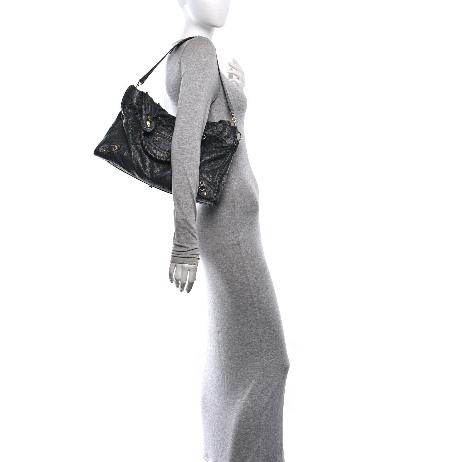Balenciaga Agneau Classic Gold Hardware City Gris Fossile