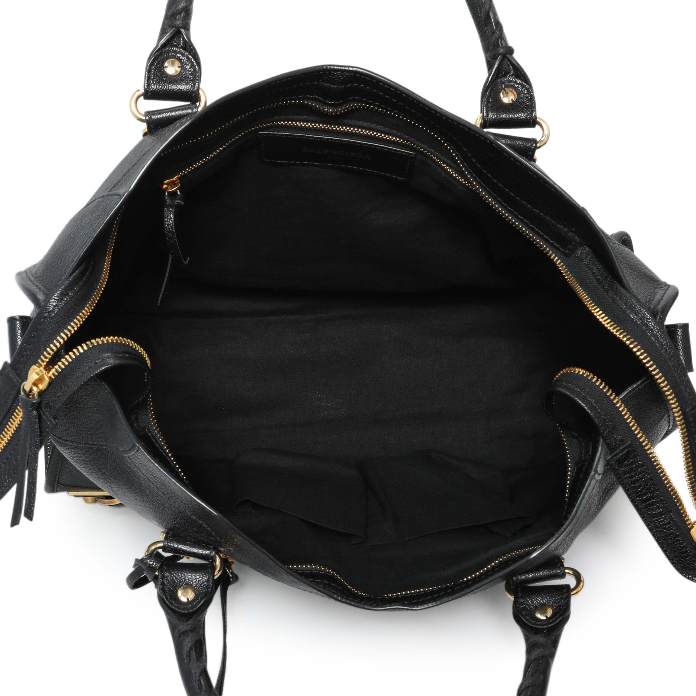 Balenciaga Black Chevre Gold Metallic Edge Hardware City