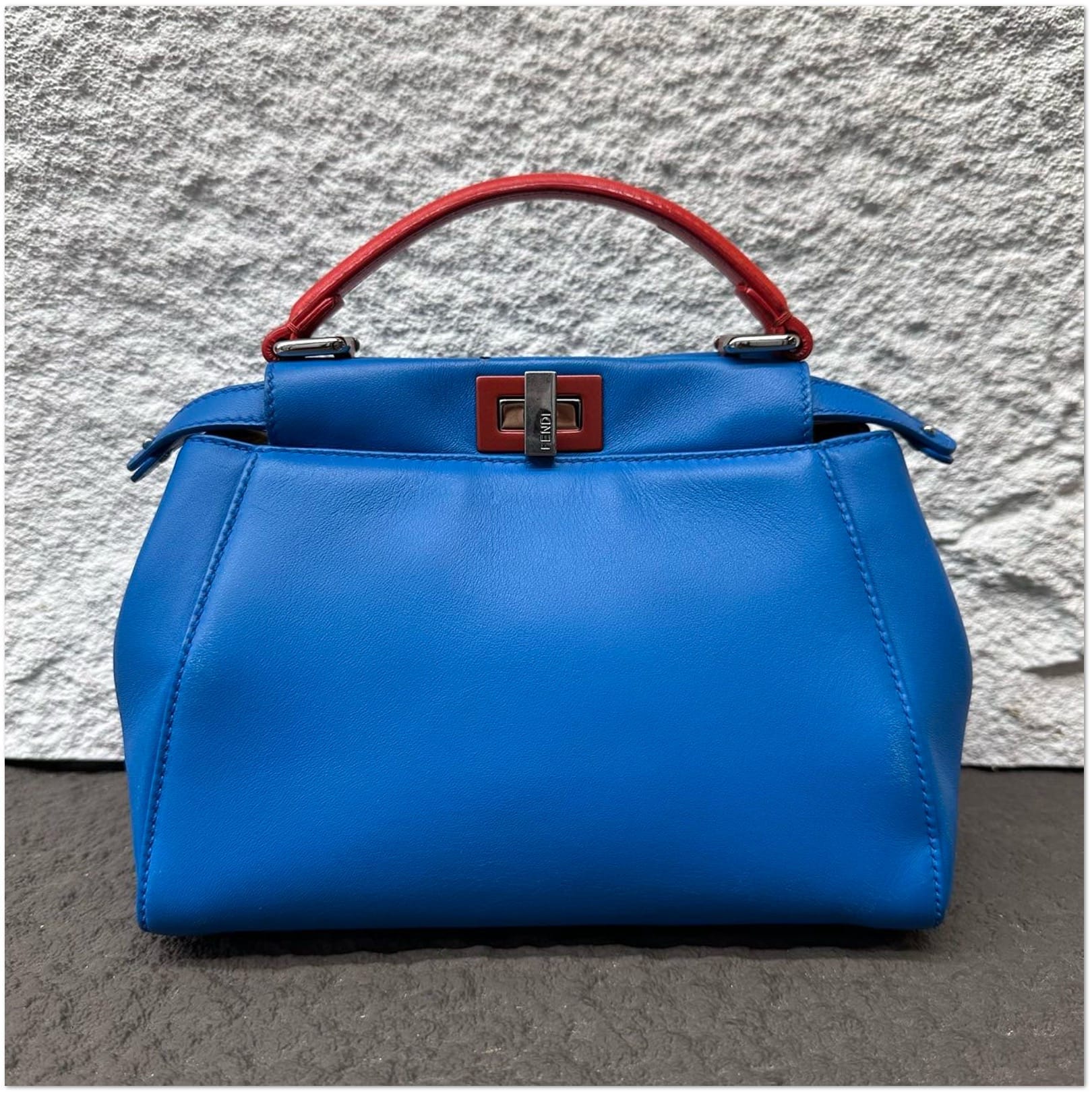Fendi Leather Peekaboo with Red Accent Handle C19497055956
