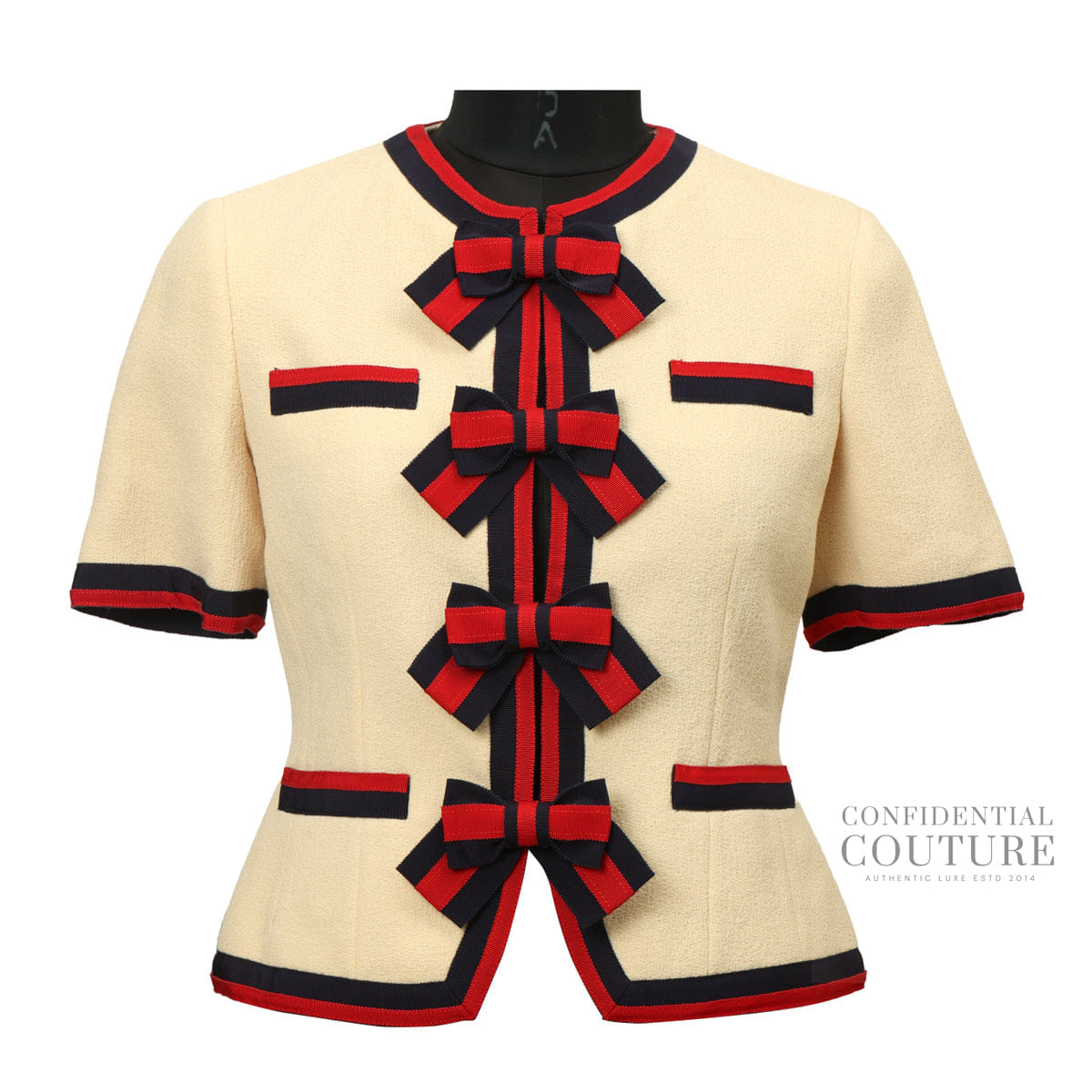Gucci Wool Jacket with Web Bows | Size 42