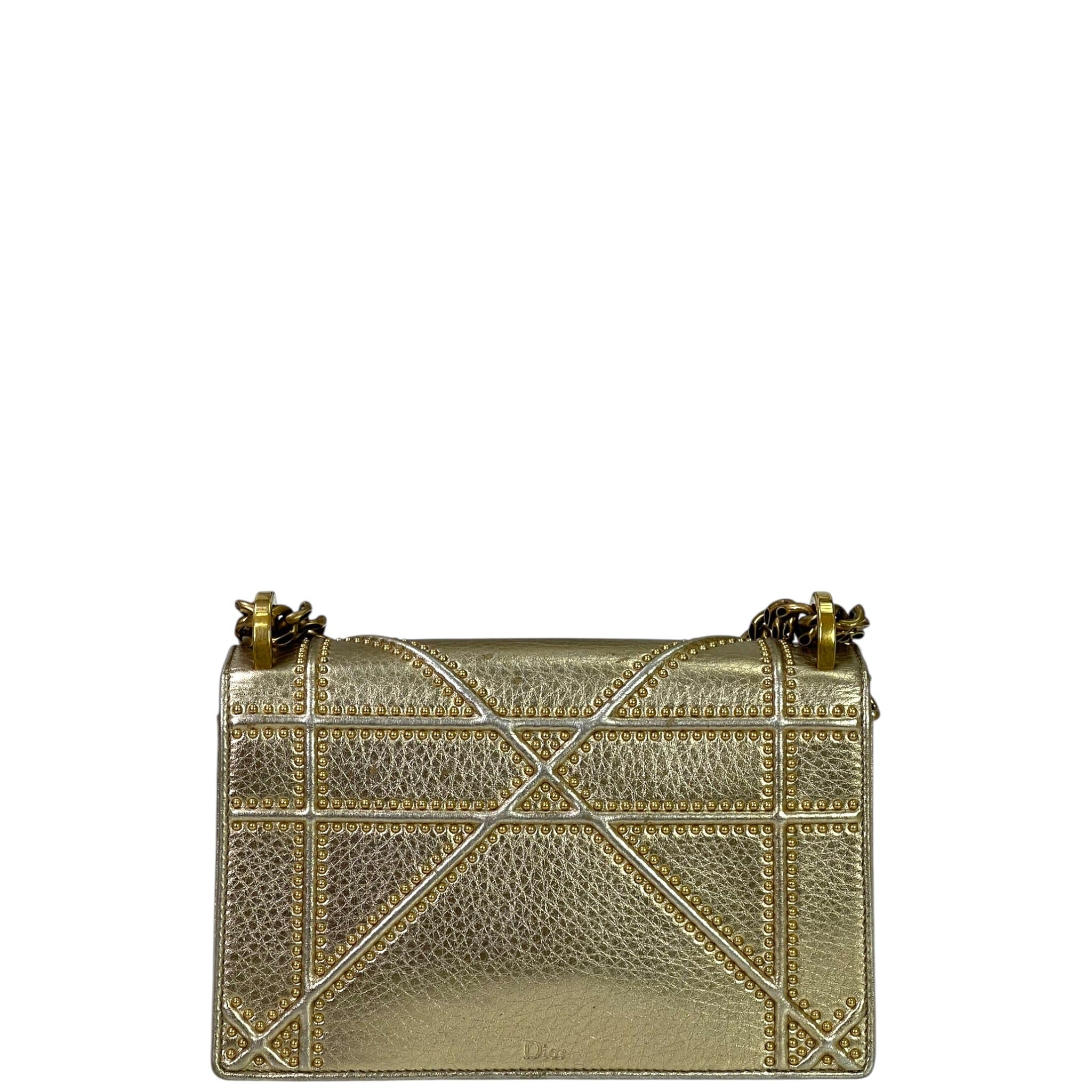 Christian Dior Dior Diorama Flap Bag Metallic Gold Leather