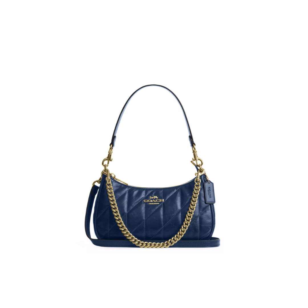 Coach Teri Shoulder Bag With Quilting Deep Blue