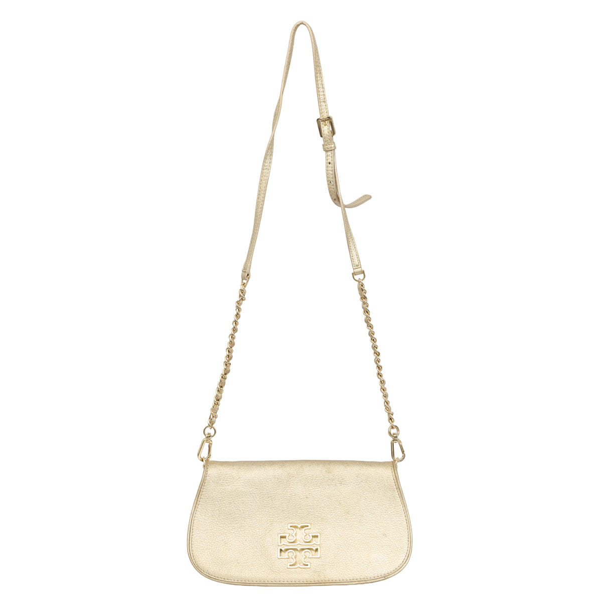 TORY BURCH BRITTEN GOLD LEATHER CROSSBODY BAG