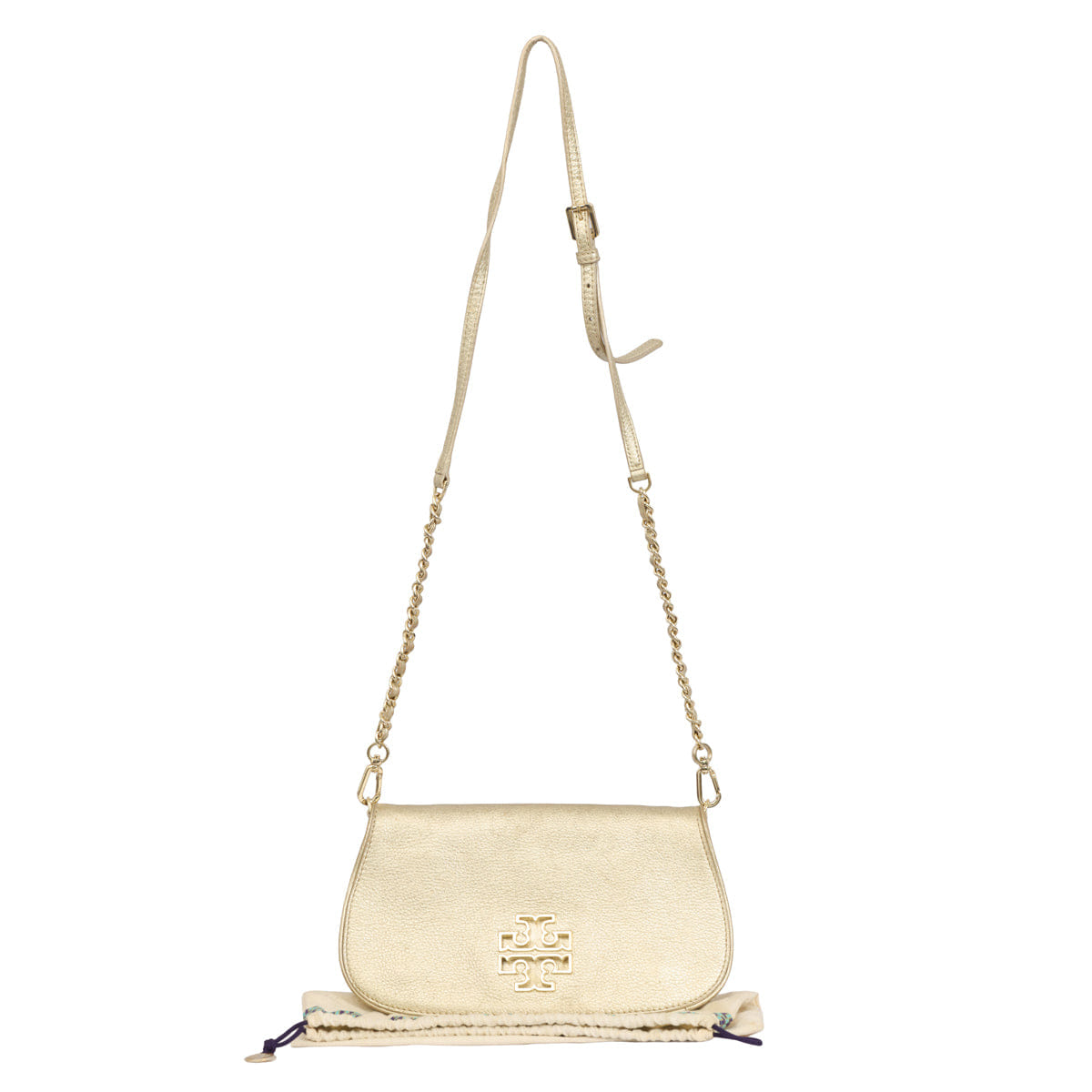 TORY BURCH BRITTEN GOLD LEATHER CROSSBODY BAG