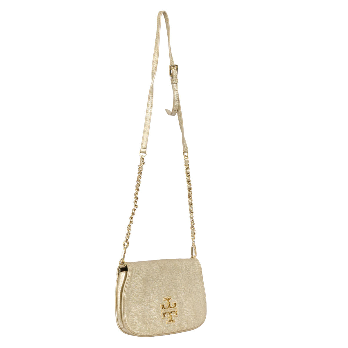 TORY BURCH BRITTEN GOLD LEATHER CROSSBODY BAG
