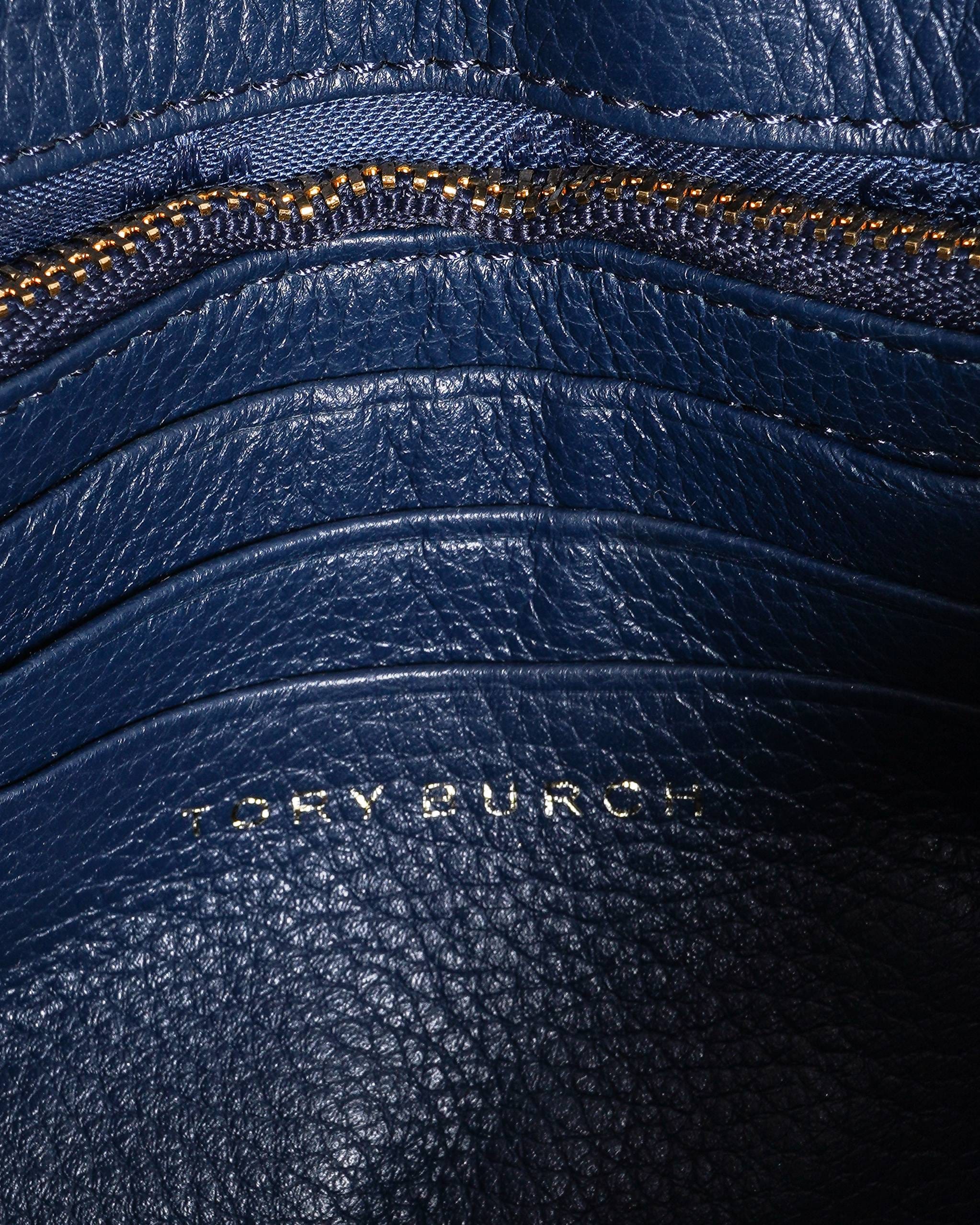 Tory Burch Blue Leather Marion Crossbody Bag