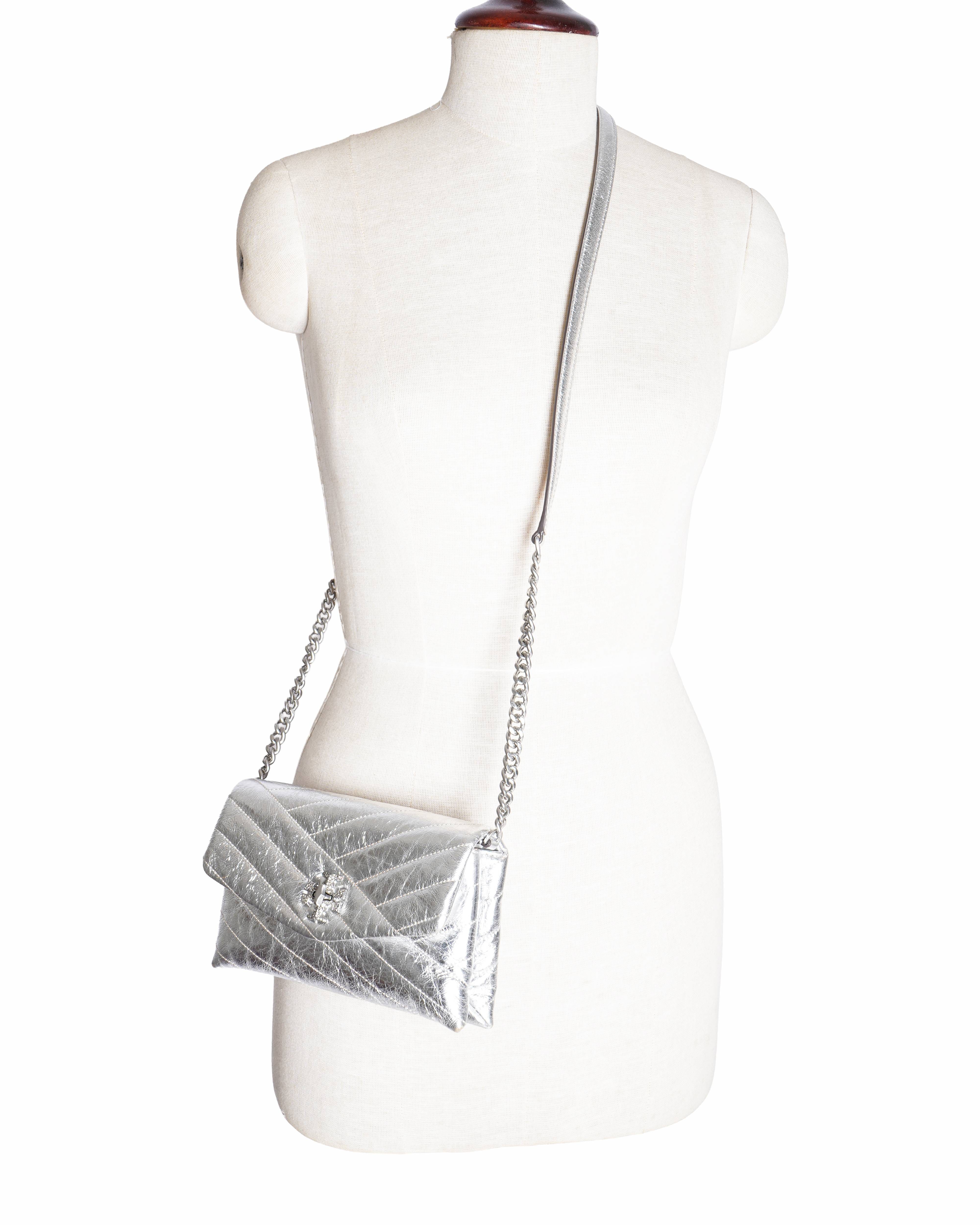 Tory Burch Kira Chevron Metallic Pavé Twist Lock Crossbody Bag