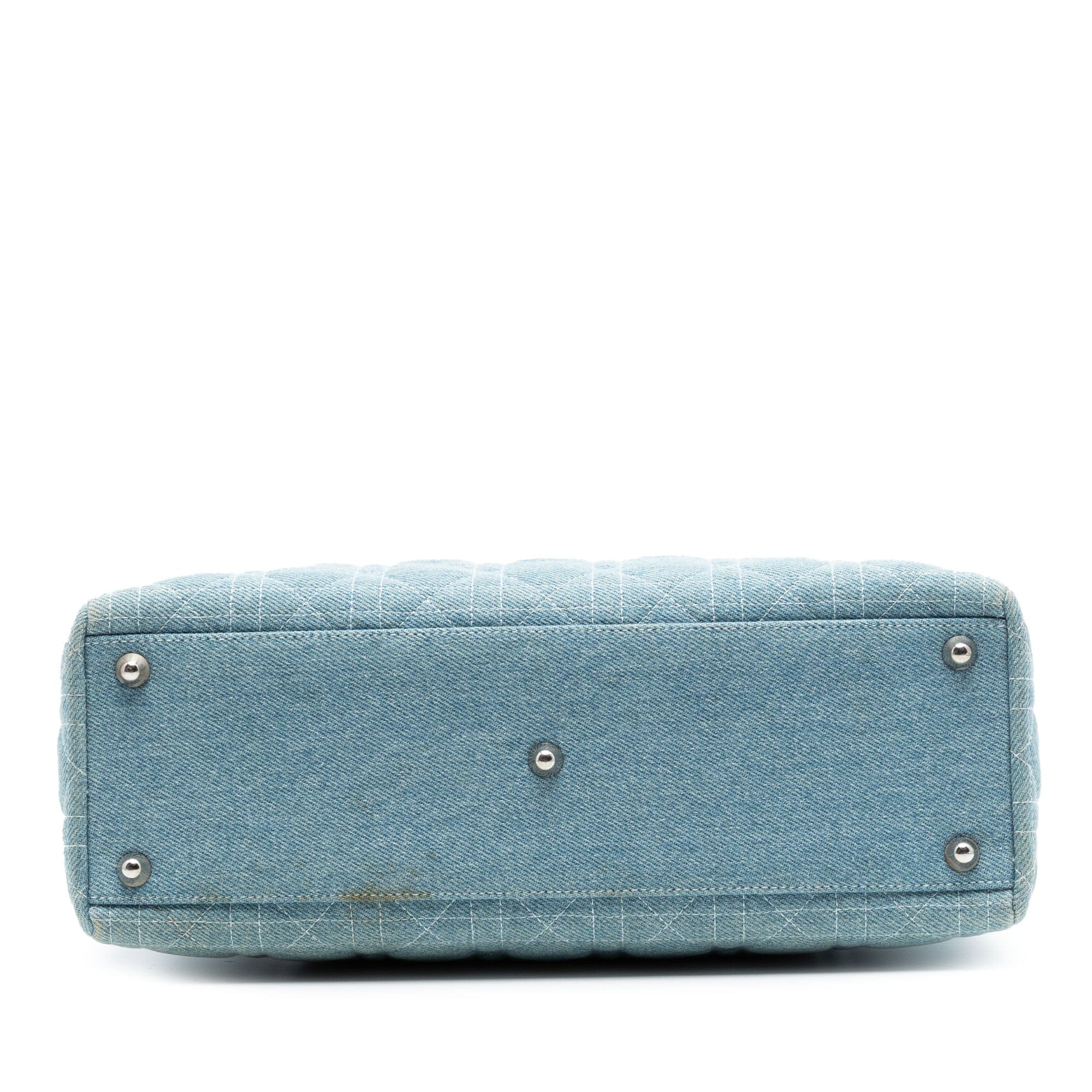 Dior Large Denim Cannage Acrylic Handles Lady Dior
