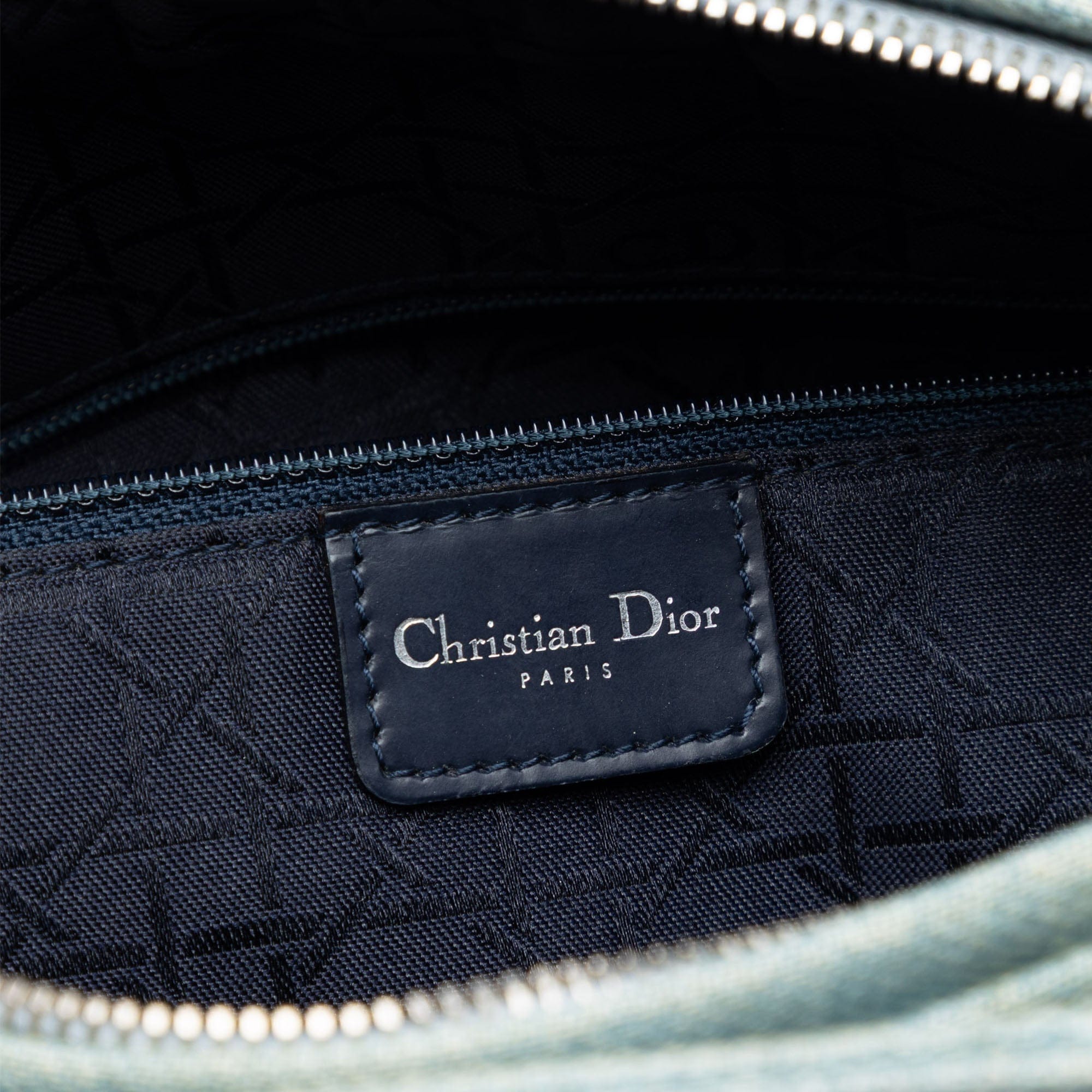 Dior Large Denim Cannage Acrylic Handles Lady Dior