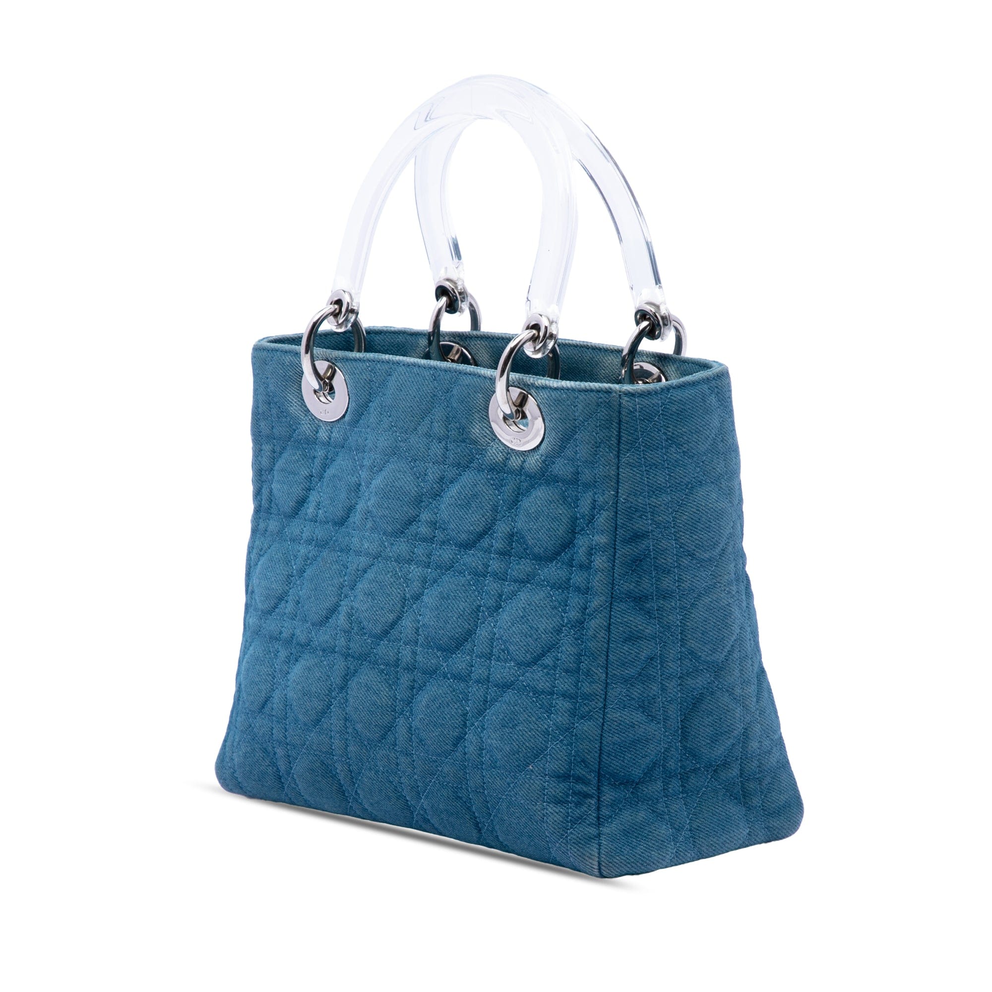 Dior Medium Denim Cannage Acrylic Handles Lady Dior