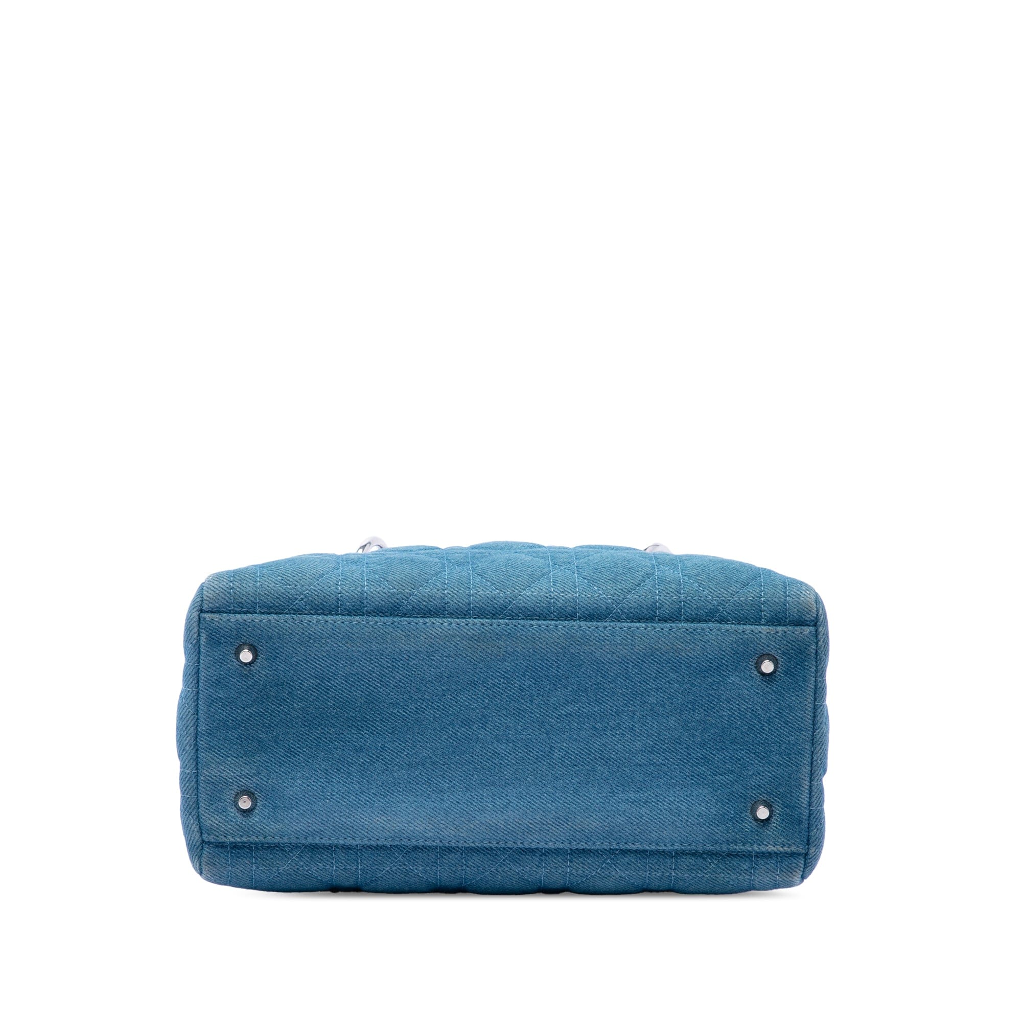 Dior Medium Denim Cannage Acrylic Handles Lady Dior